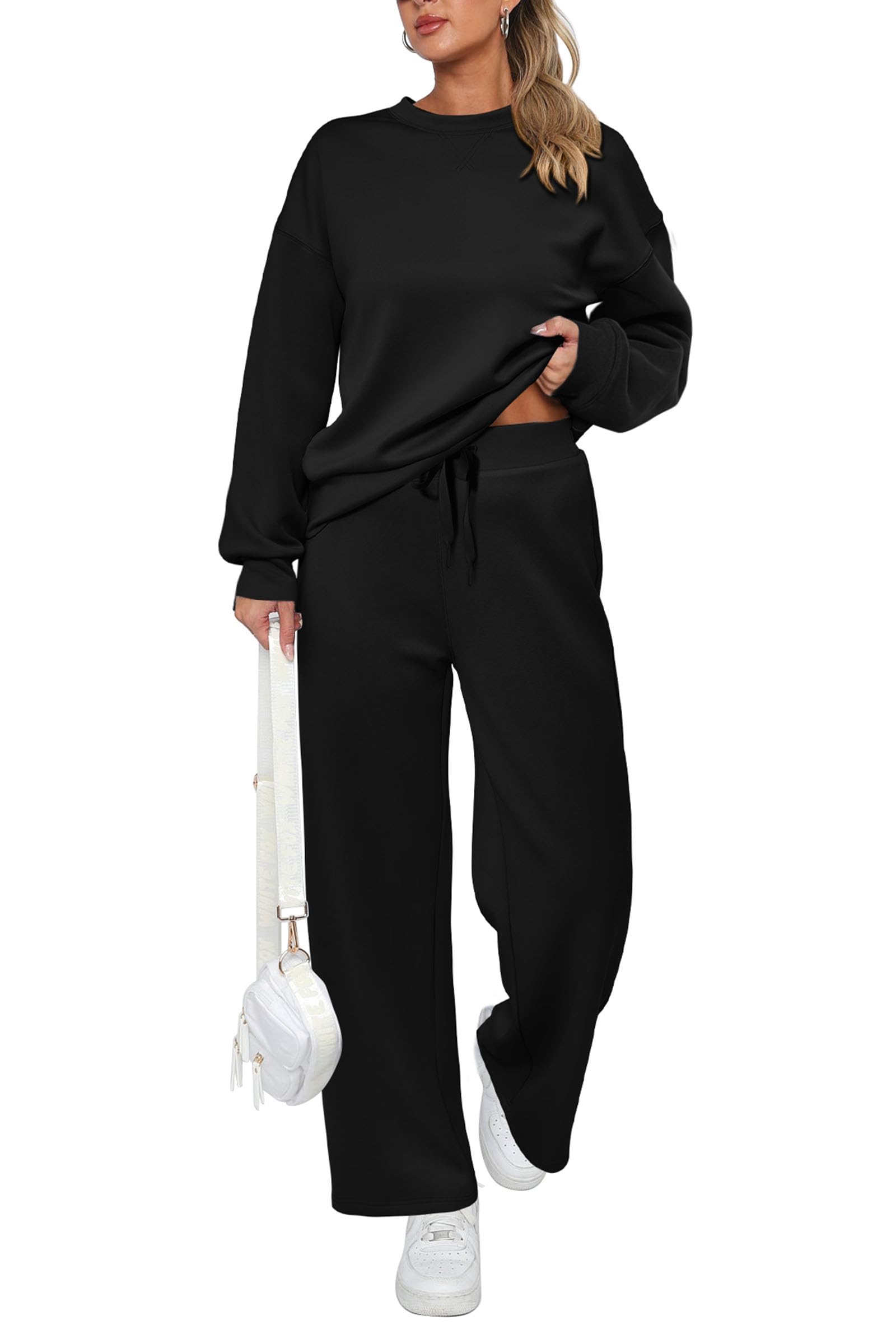 Women's 2 Piece Outfits Sweatsuits Lounge Sets,Black,S