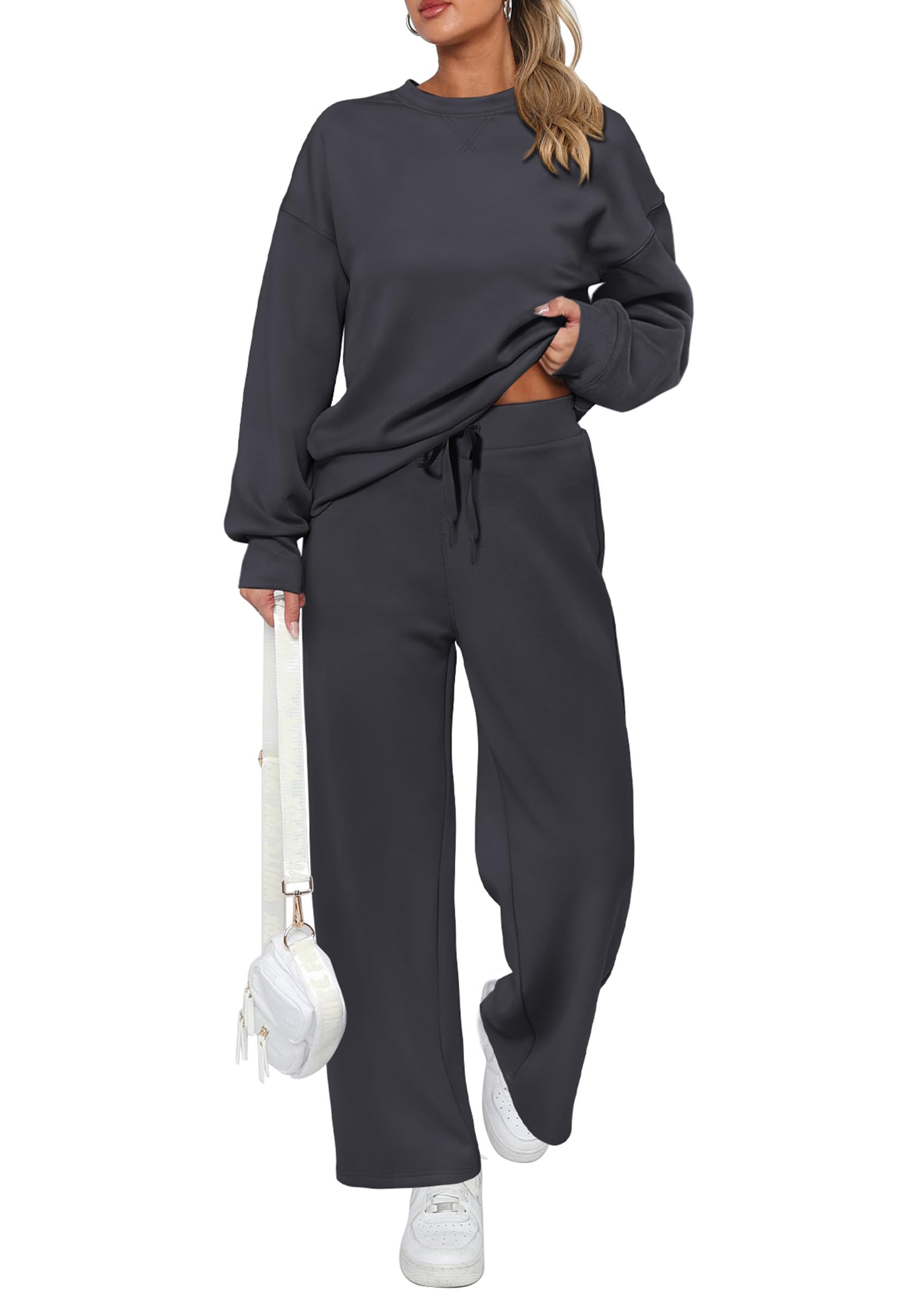 Women's 2 Piece Outfits Sweatsuits Lounge Sets,Dark Grey,S