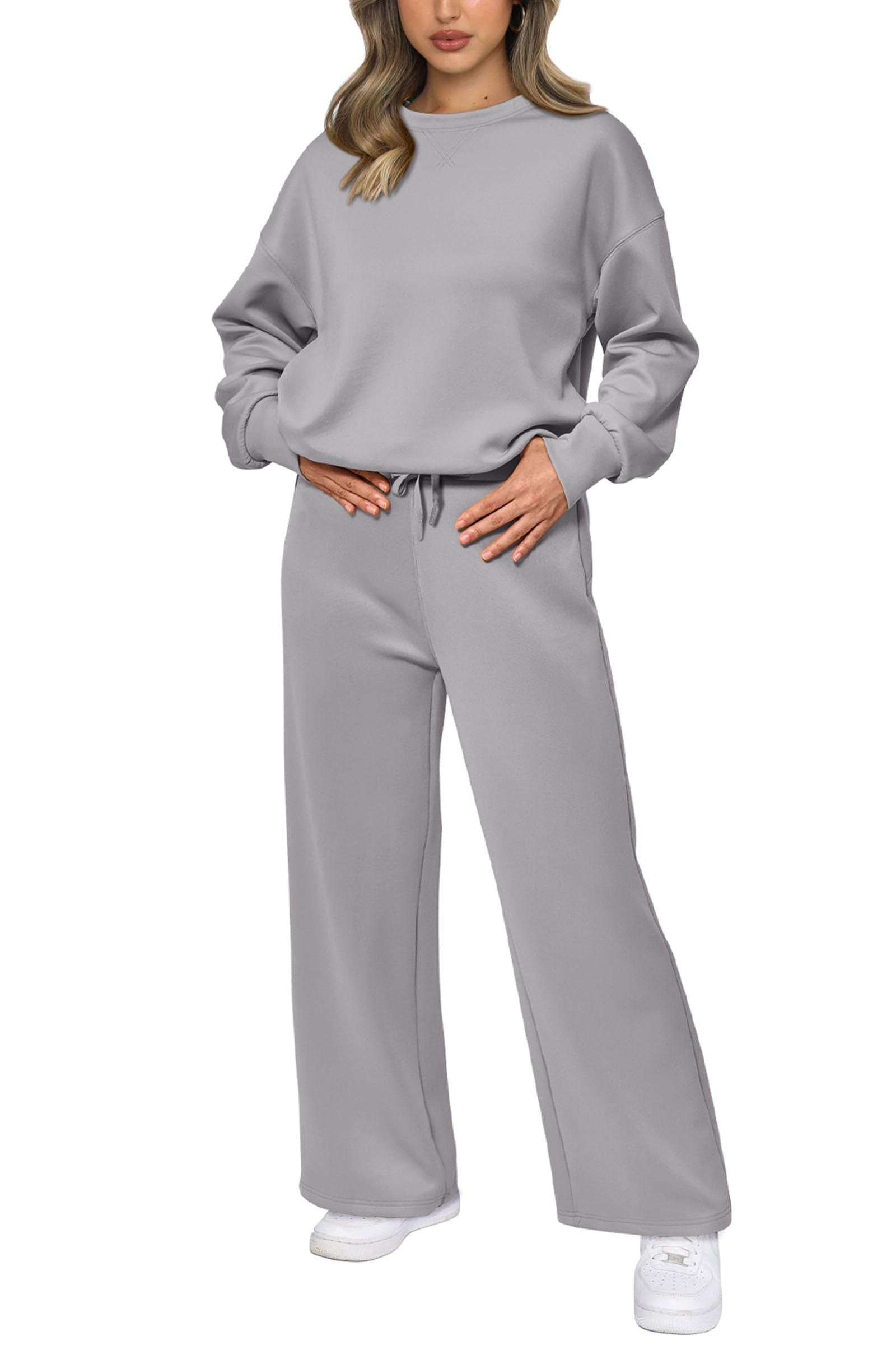 Women's 2 Piece Outfits Sweatsuits Lounge Sets,Grey,S