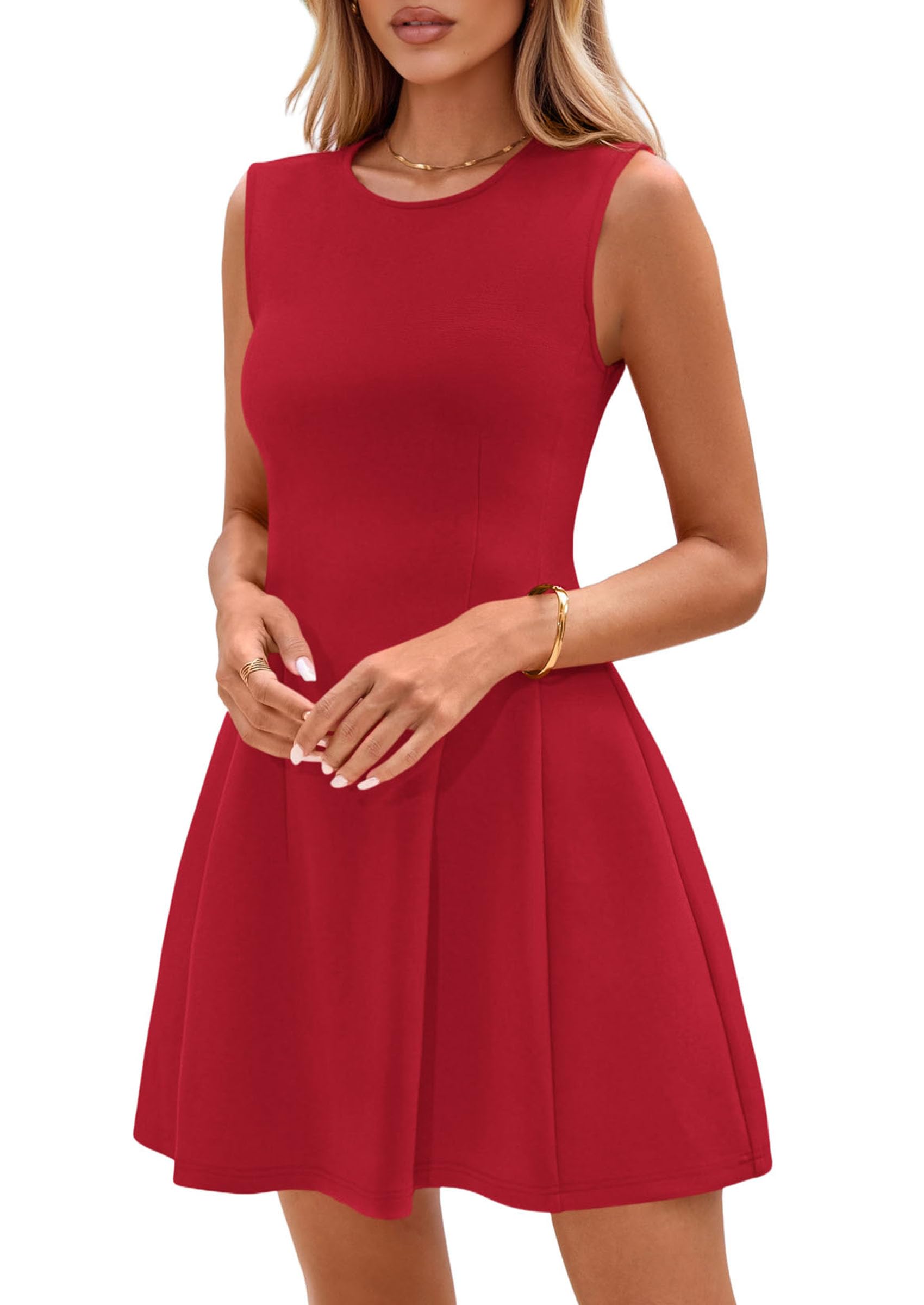 Women's A Line Elegant Summer Cocktail Dresses, Red,XS