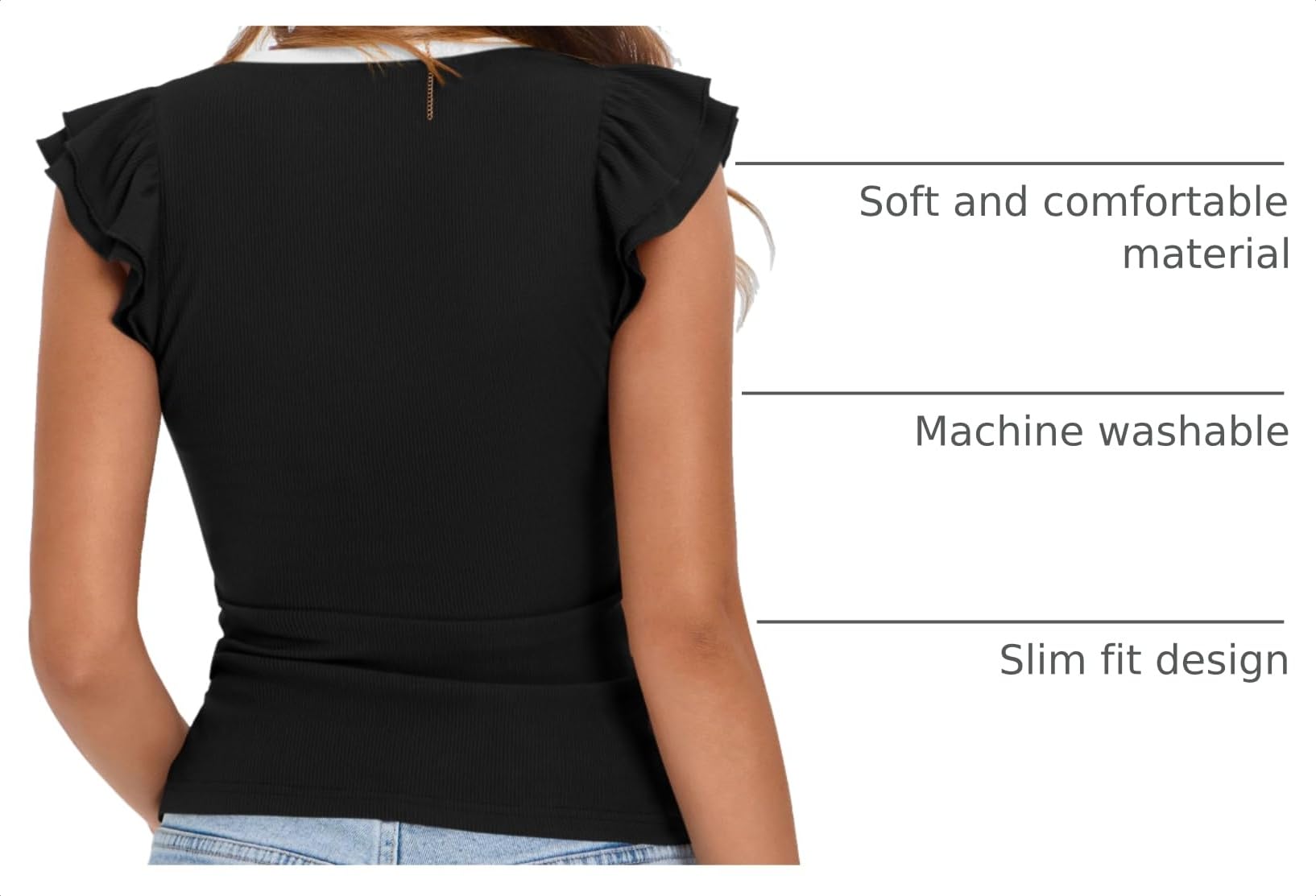 Womens Sleeveless Slim Fit T Shirts,Black White,M