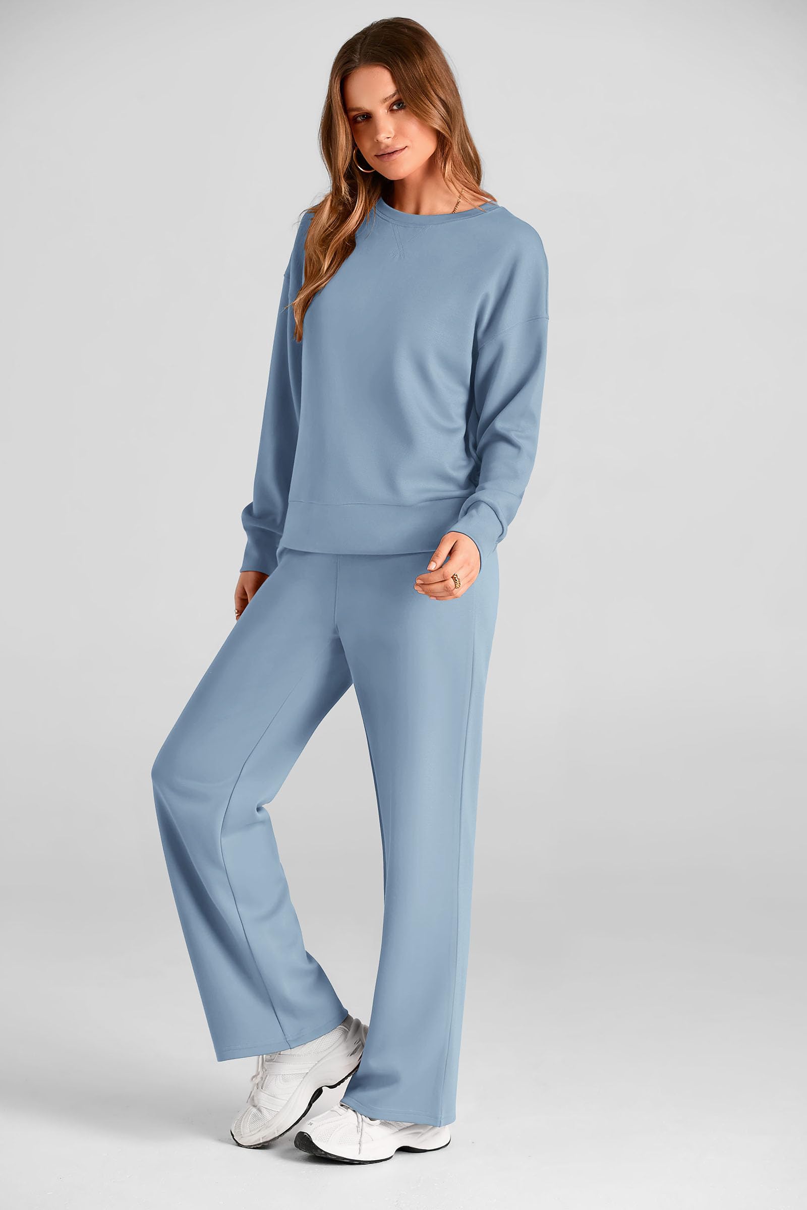 Women's 2 Piece Outfits Sweatsuits Lounge Sets,Light Blue,S