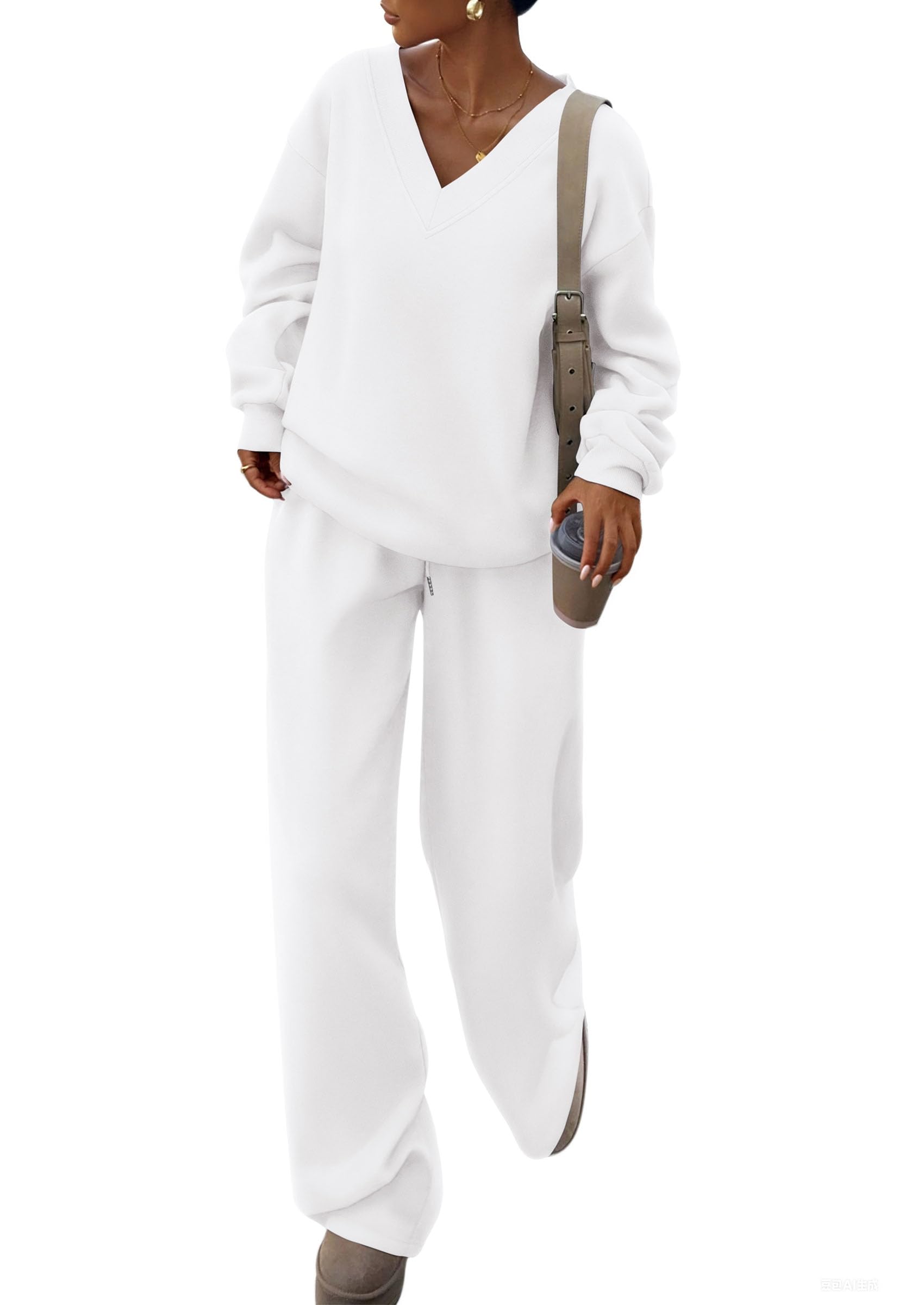 Womens 2 Piece Outfits Fall Sweatsuits,White,M