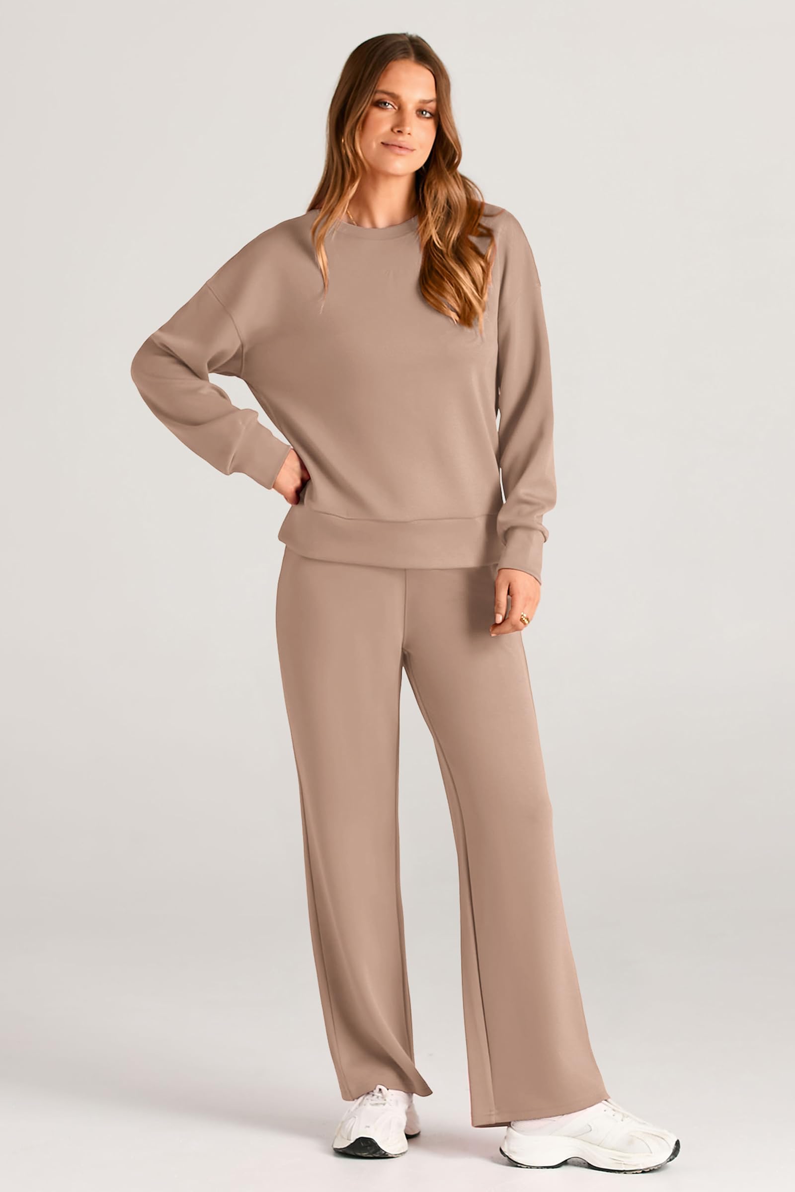 Women's 2 Piece Outfits Sweatsuits Lounge Sets,Khaki,S