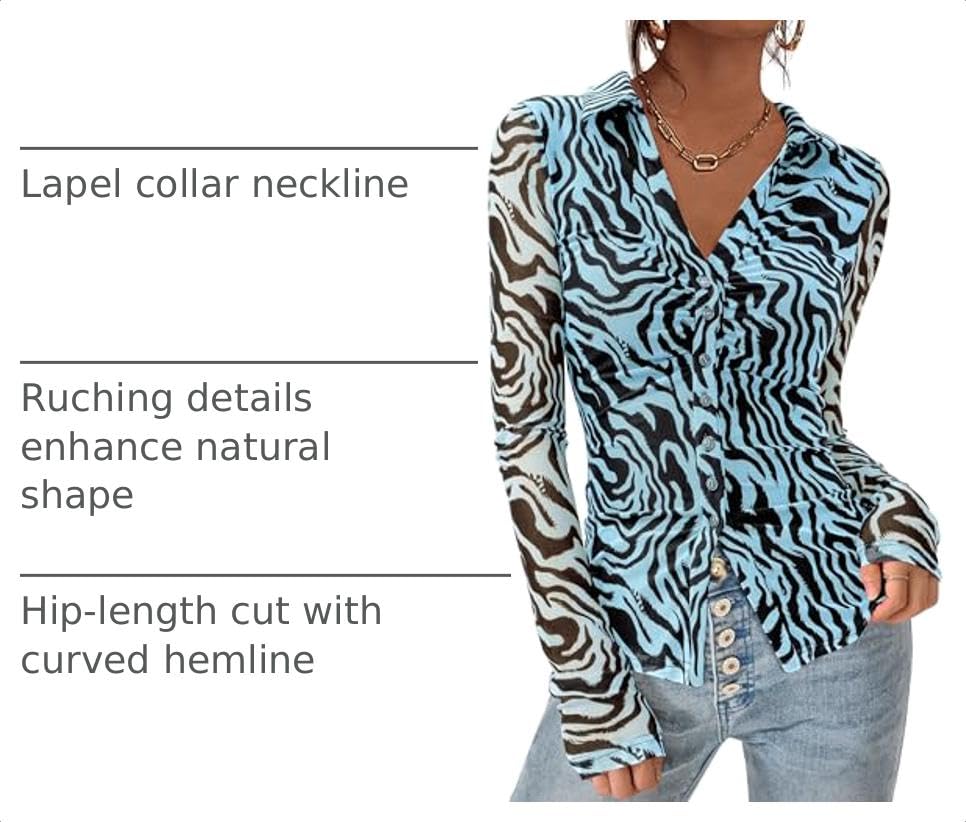 Women's Button Down Shirts Boho Mesh Floral Going Out Tops