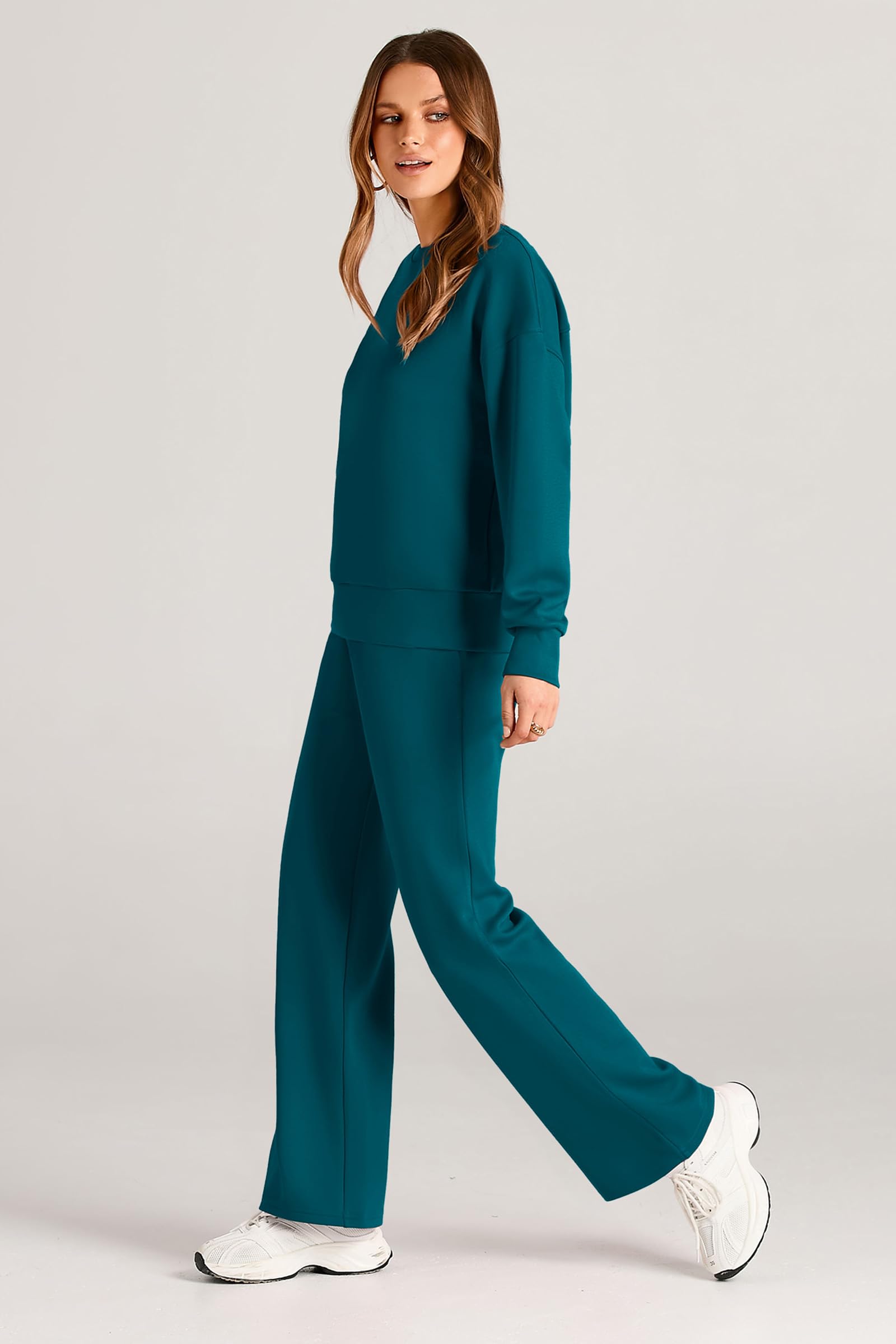 Women's 2 Piece Outfits Sweatsuits Lounge Sets,Blue Green,S