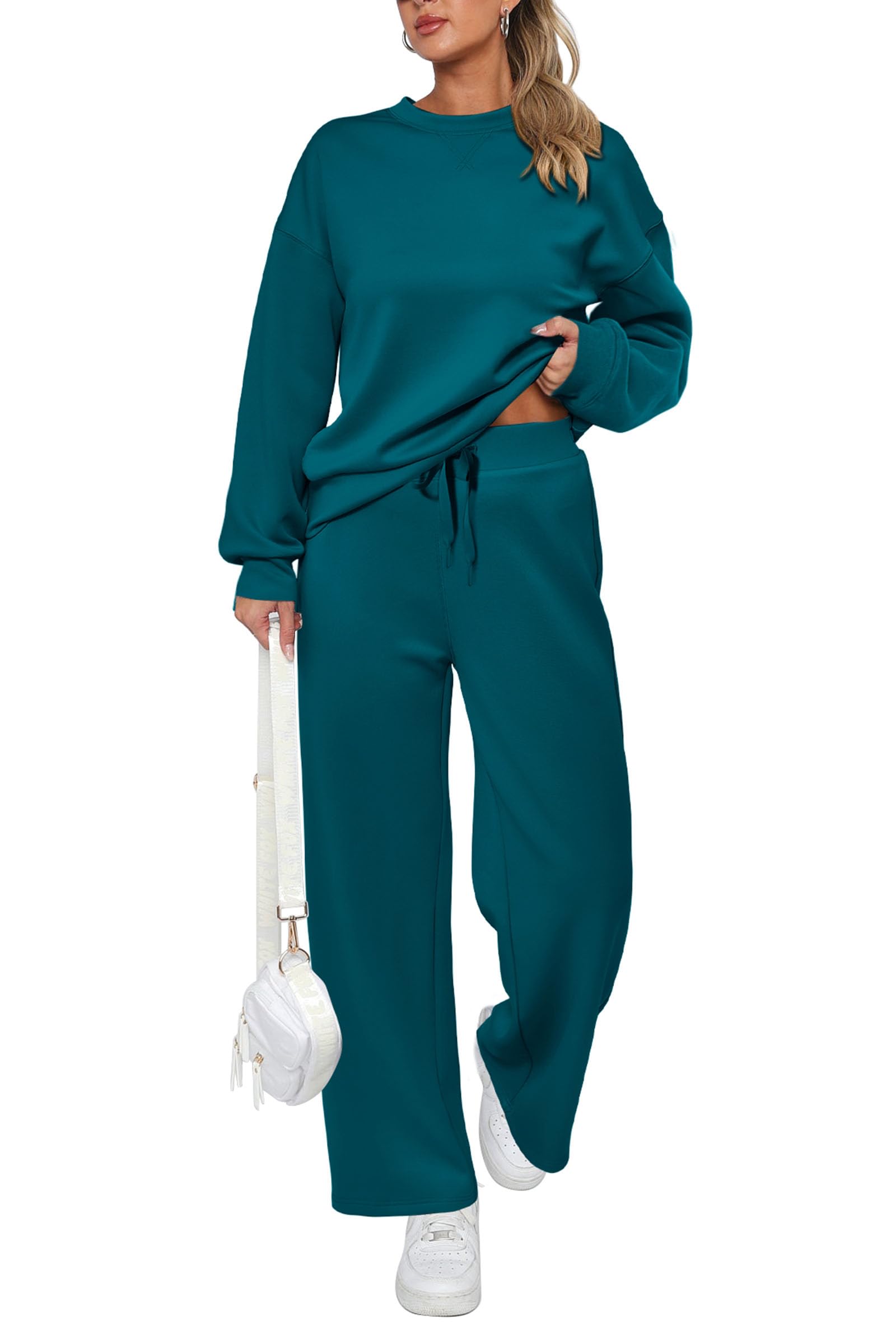 Women's 2 Piece Outfits Sweatsuits Lounge Sets,Blue Green,S
