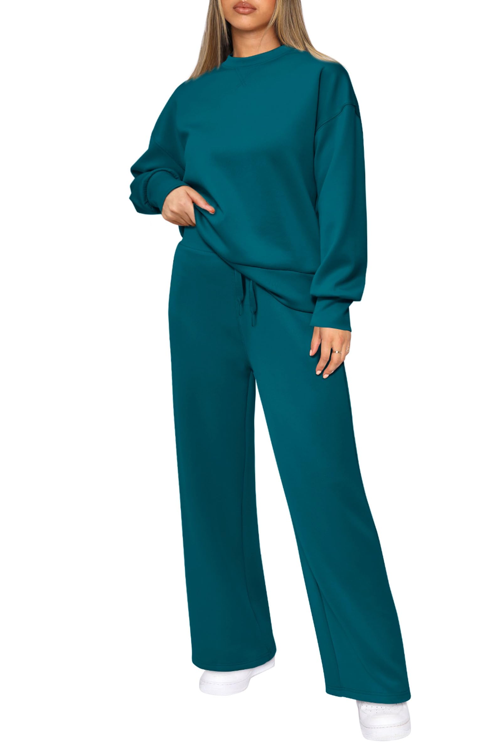 Women's 2 Piece Outfits Sweatsuits Lounge Sets,Blue Green,S