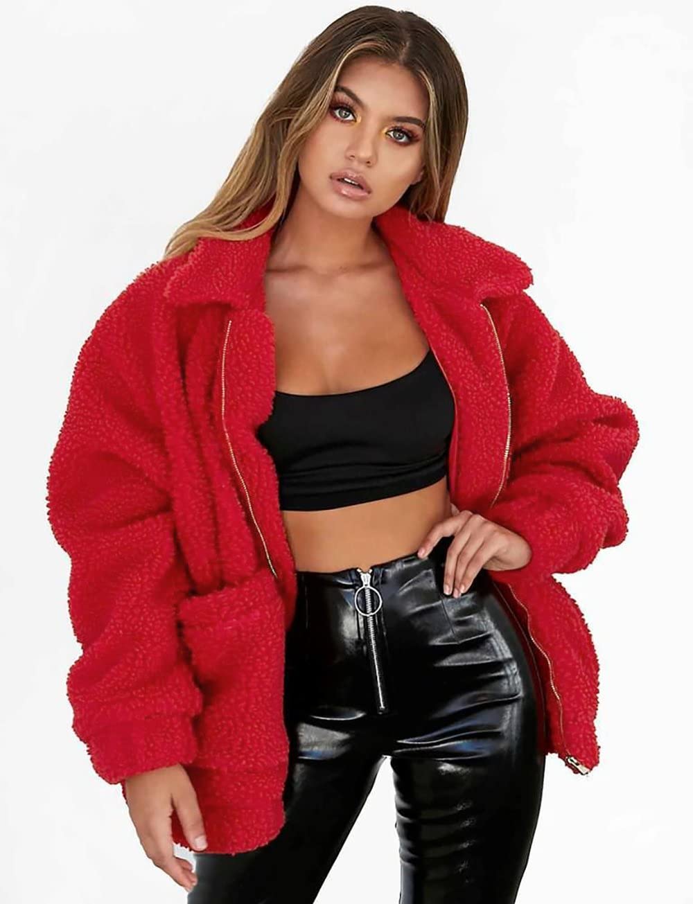 Oversized Sherpa Fleece Jacket Women's Winter Coats Outerwear