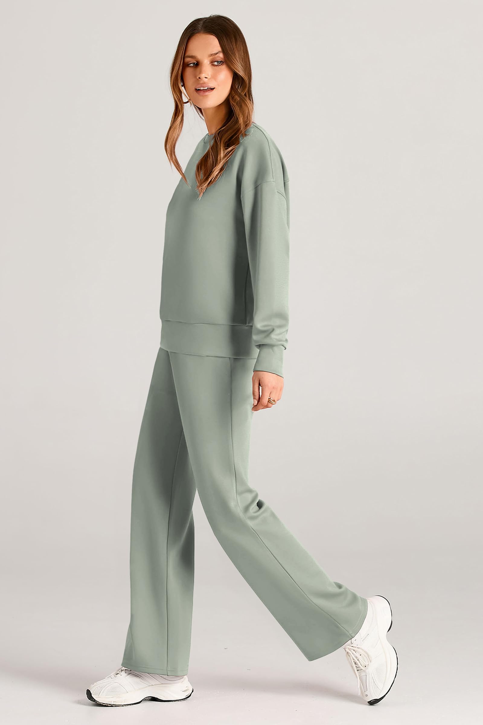Women's 2 Piece Outfits Sweatsuits Lounge Sets,Light Green,S