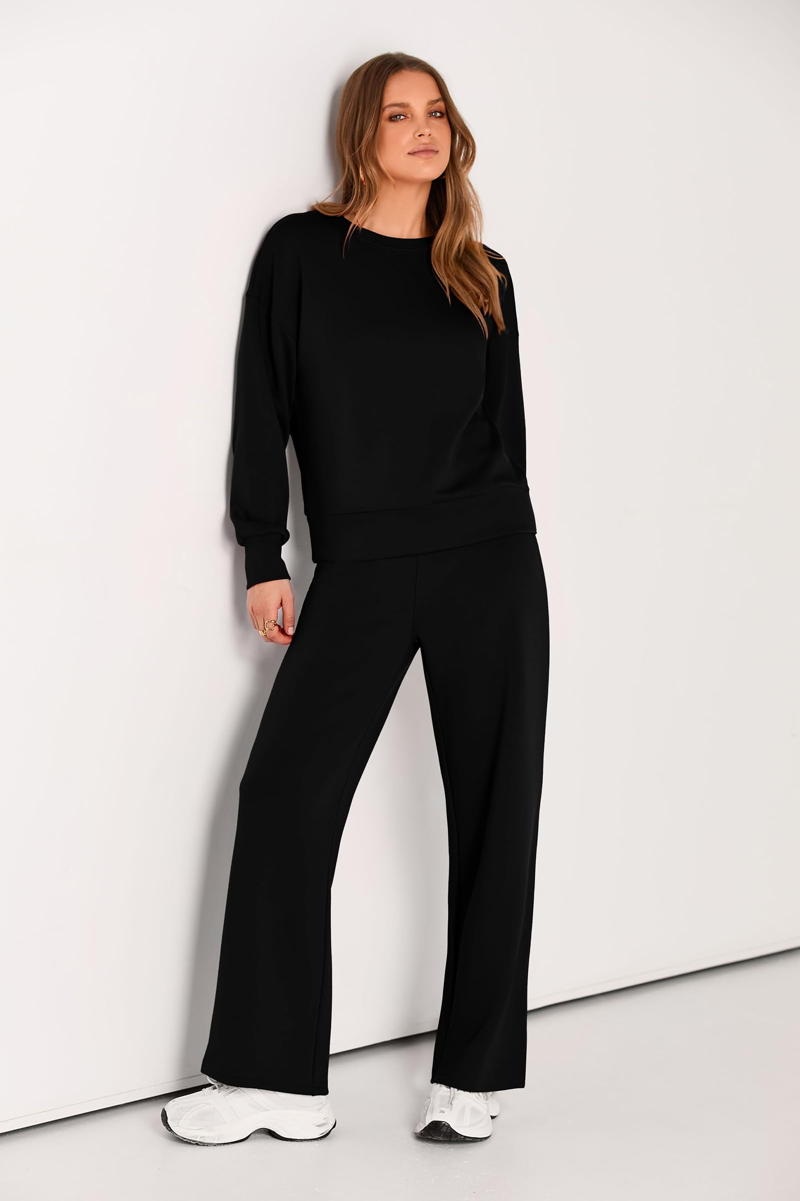 Women's 2 Piece Outfits Sweatsuits Lounge Sets,Black,S