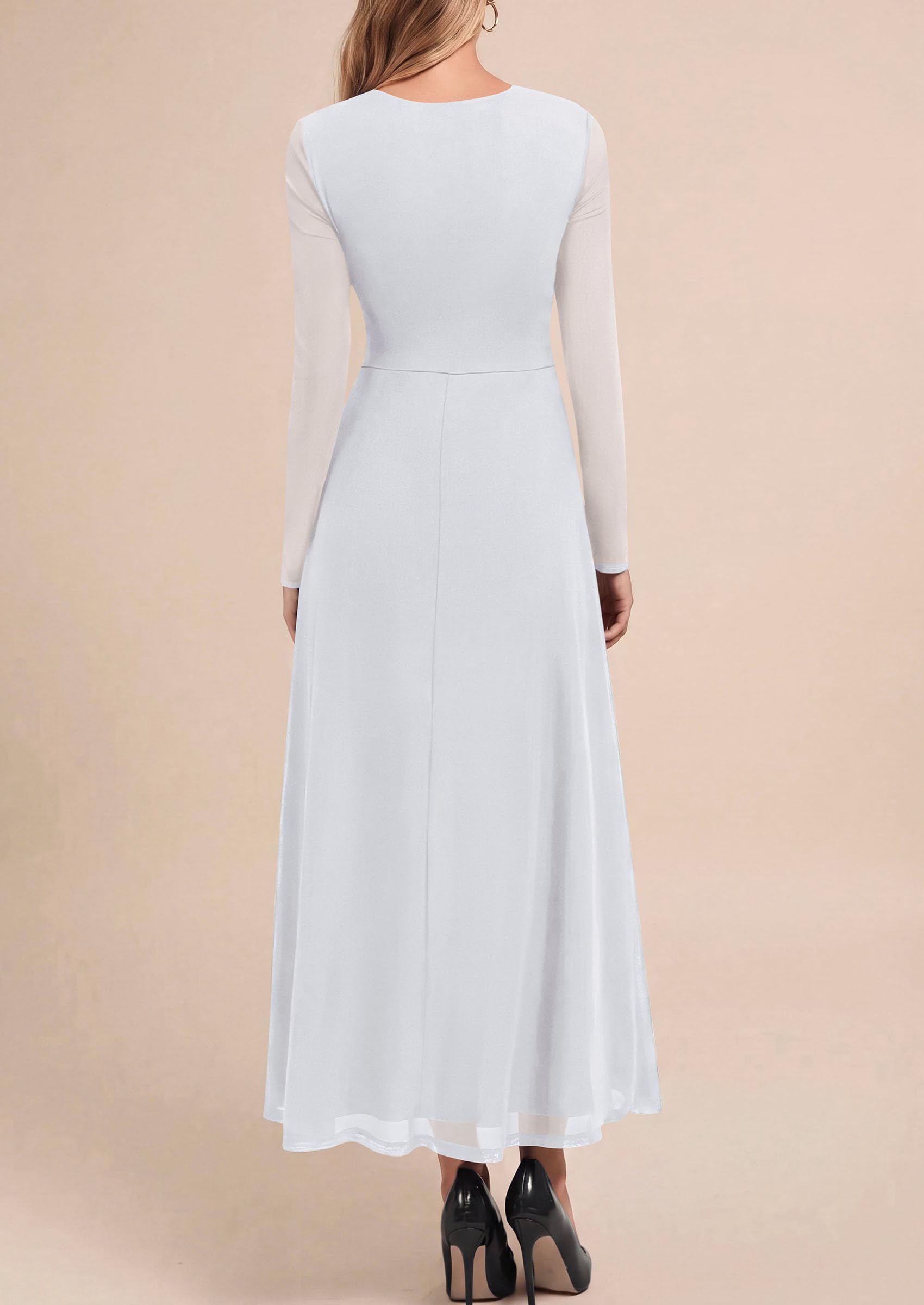 Women's Flowy Maxi Mesh Fall Cocktail Wedding Guest Dresses
