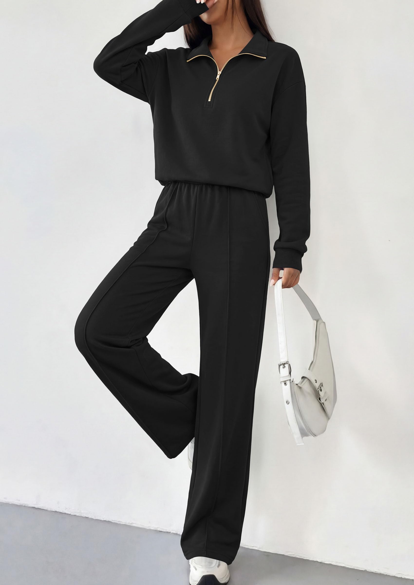 Women's Lounge Sets 2 Piece Outfits Sweatsuits,Black,S