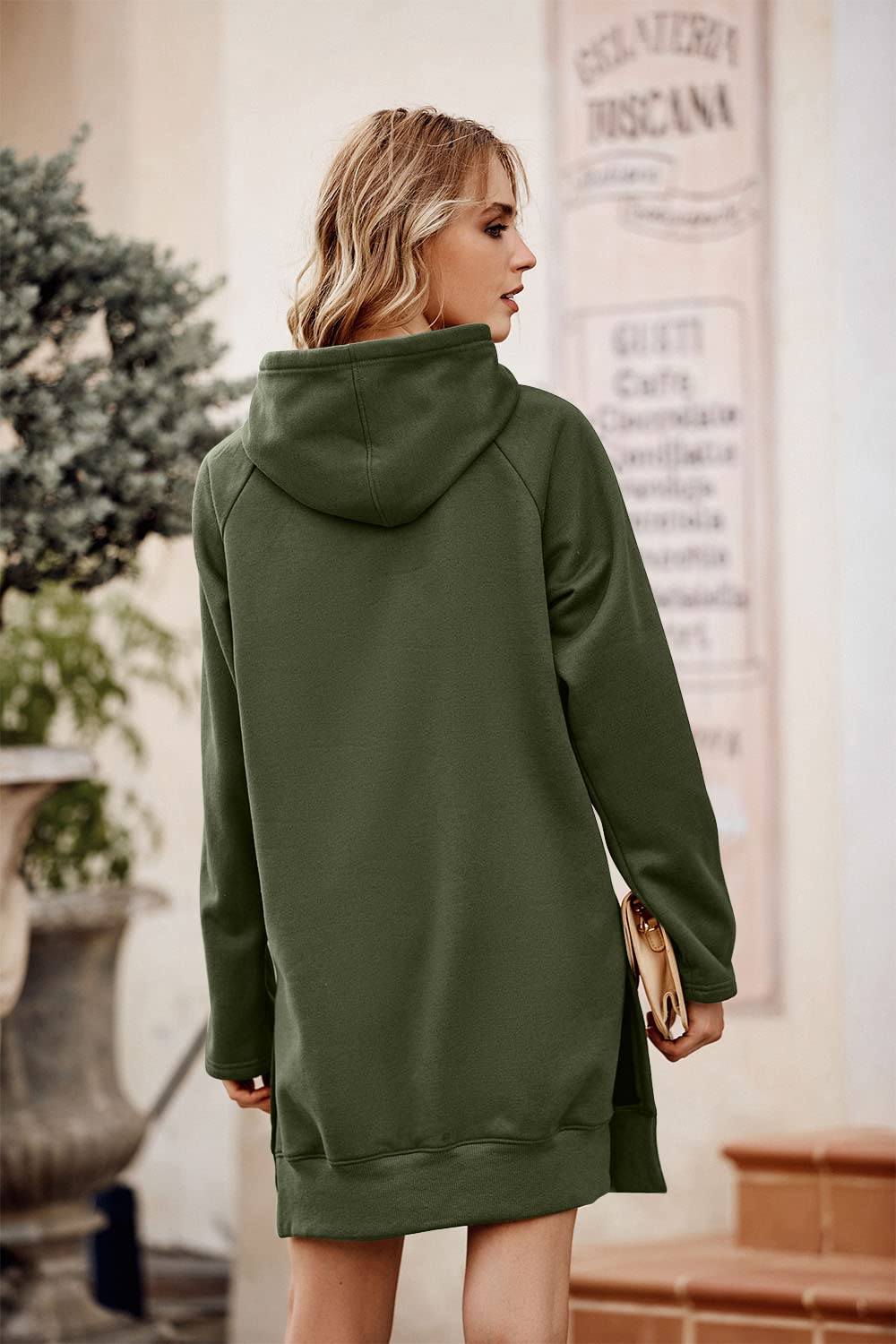 Sweatshirt for Women Fall Oversized Hoodie Dress,Army Green,S