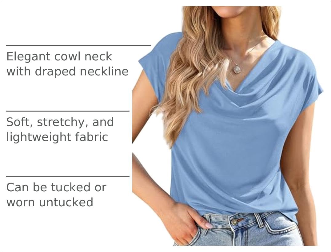 Womens Tops Dressy Business Casual Work Blouses, Light Blue,XS