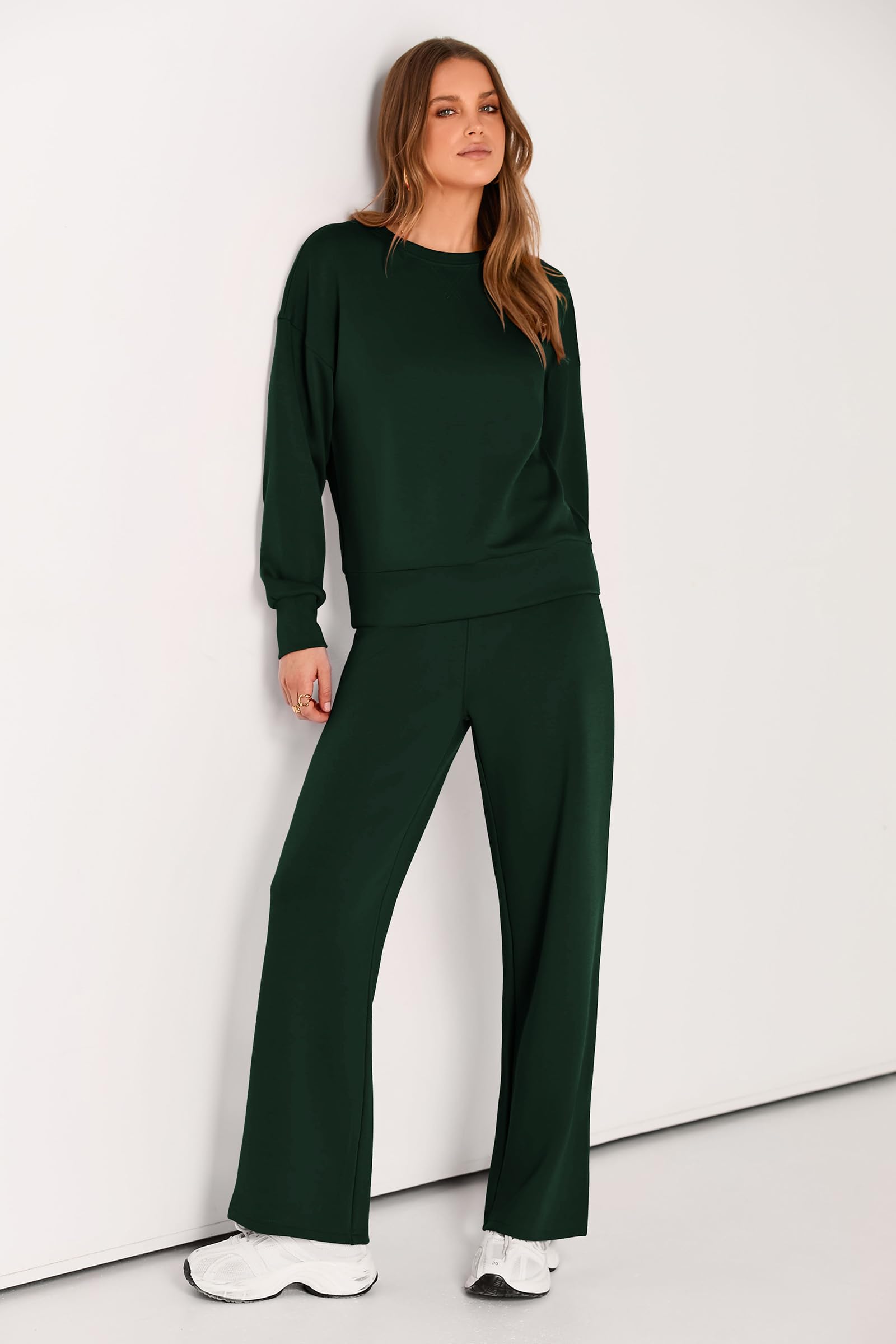 Women's 2 Piece Outfits Sweatsuits Lounge Sets,Dark Green,S
