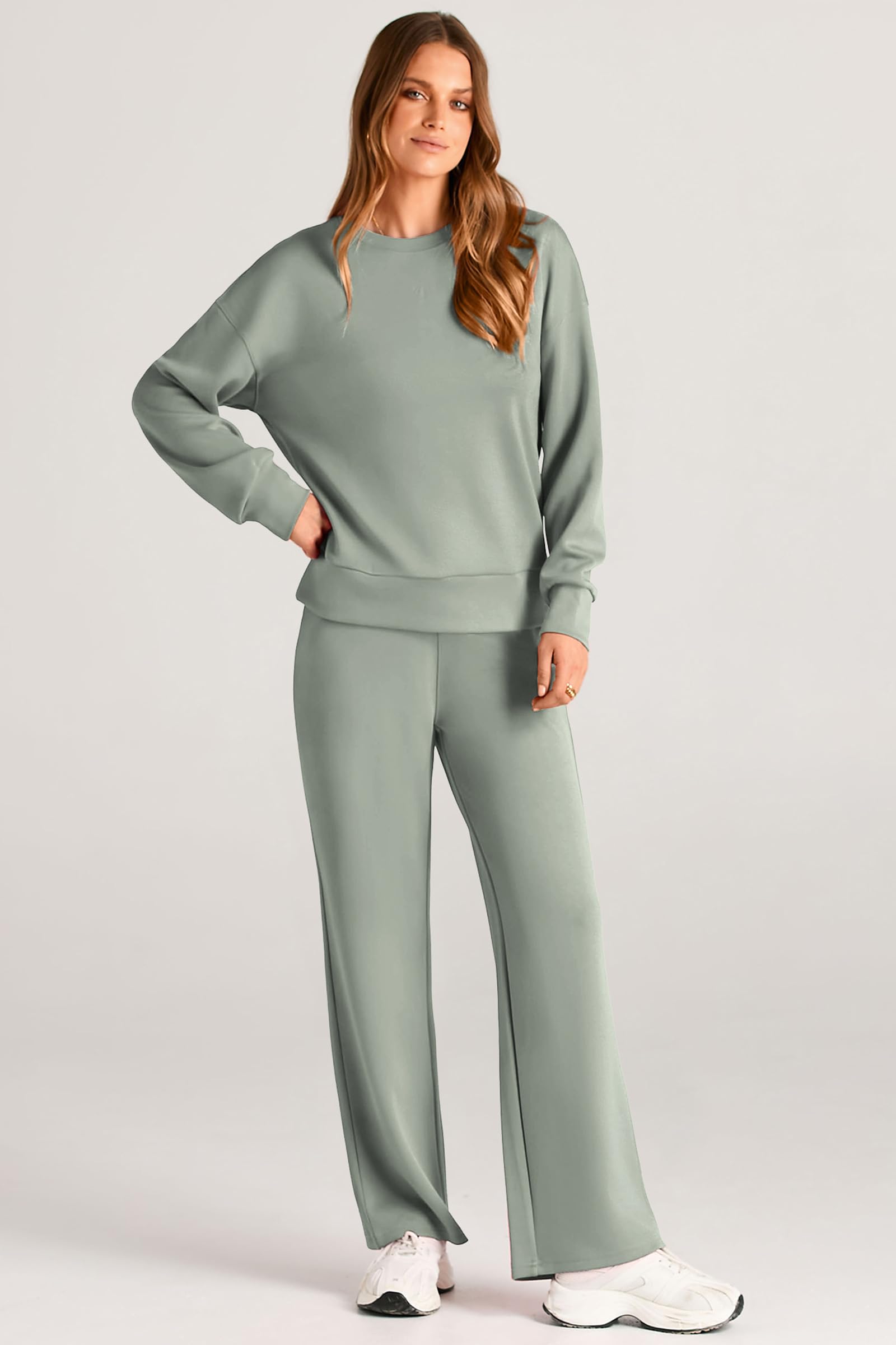 Women's 2 Piece Outfits Sweatsuits Lounge Sets,Light Green,S
