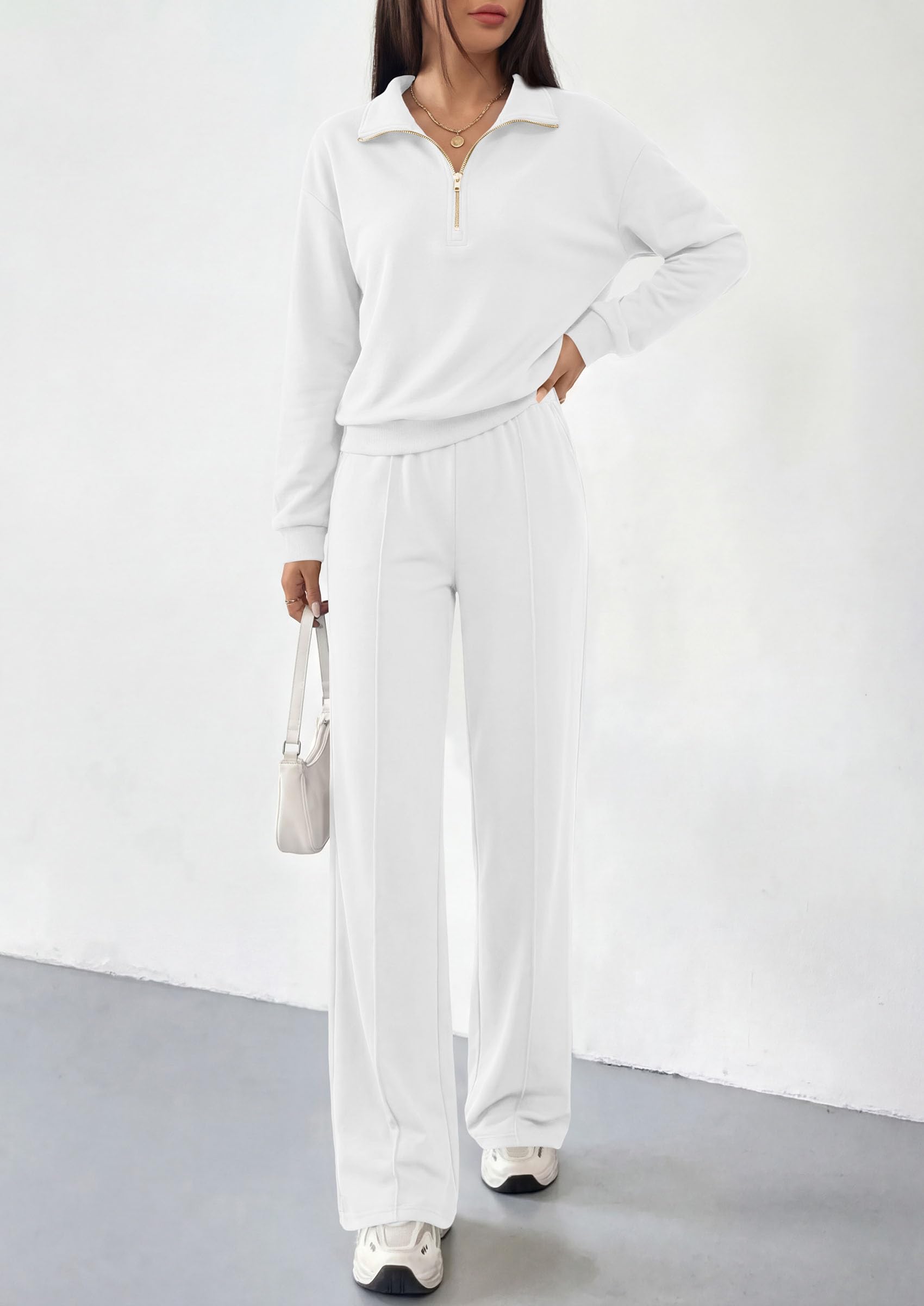 Women's Lounge Sets 2 Piece Outfits Sweatsuits,White,S