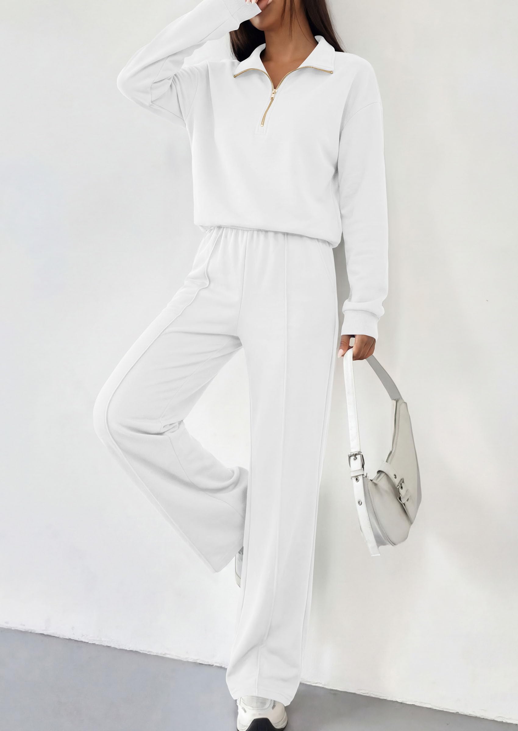 Women's Lounge Sets 2 Piece Outfits Sweatsuits,White,S