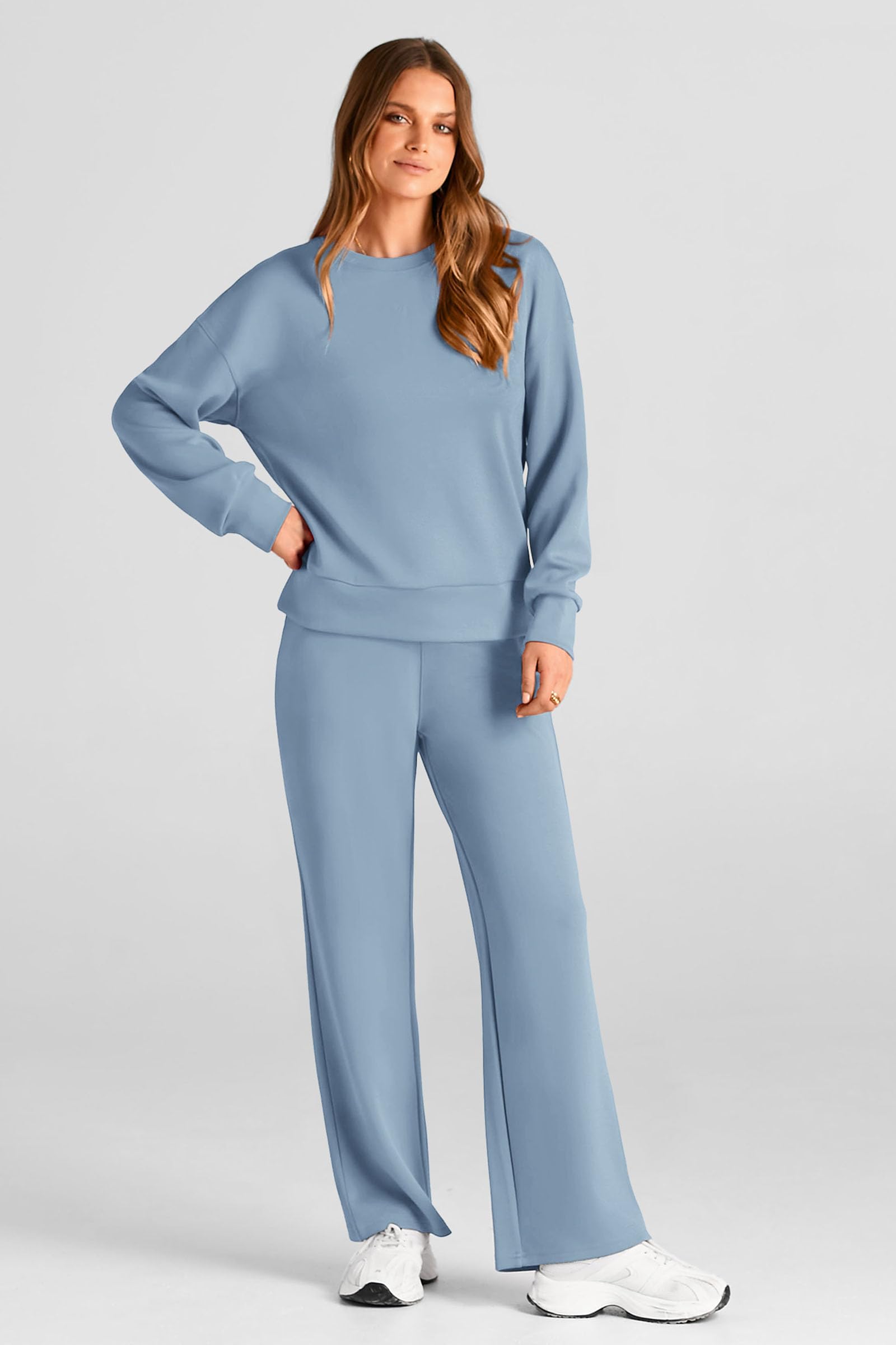 Women's 2 Piece Outfits Sweatsuits Lounge Sets,Light Blue,S