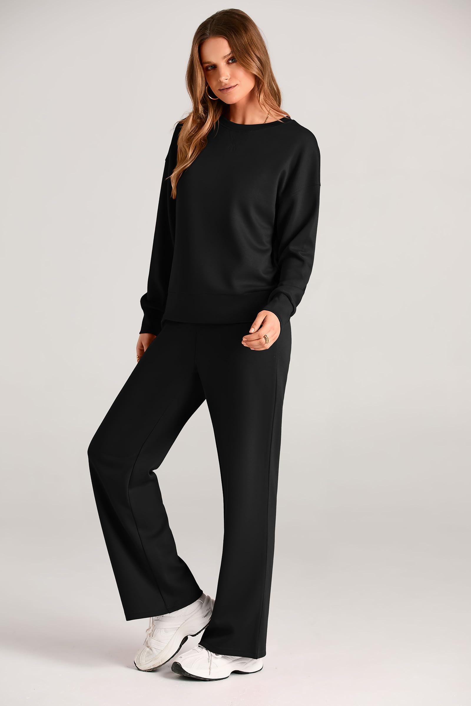 Women's 2 Piece Outfits Sweatsuits Lounge Sets,Black,S