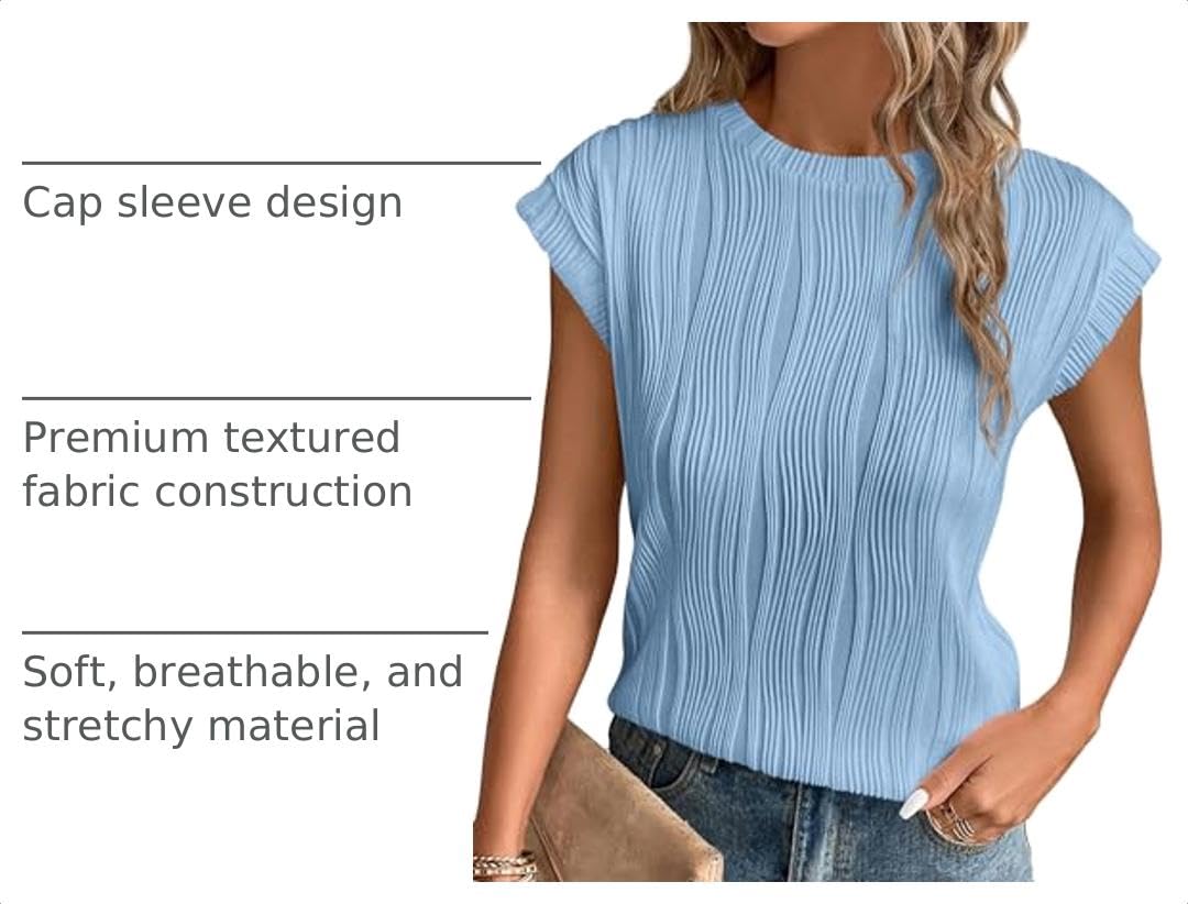 Blouses for Women Dressy Casual Summer Tops, Light Blue,S