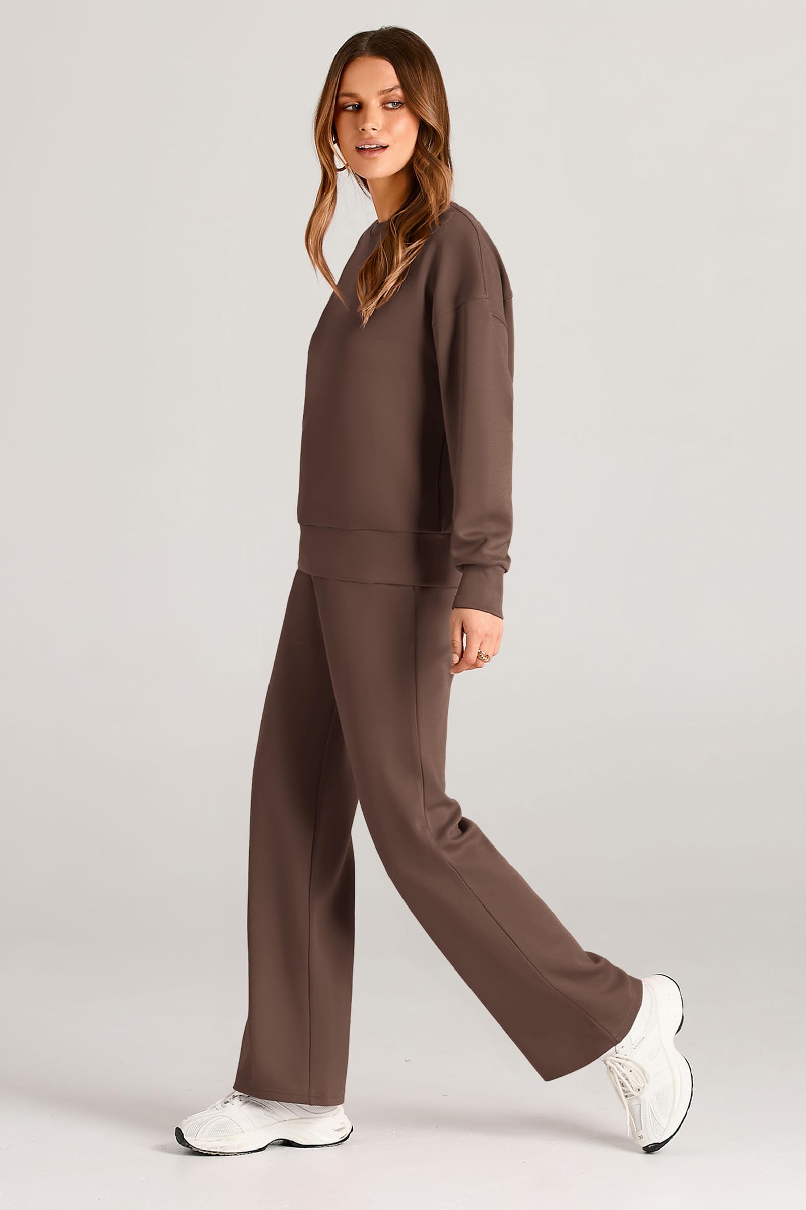 Women's 2 Piece Outfits Sweatsuits Lounge Sets,Brown,S