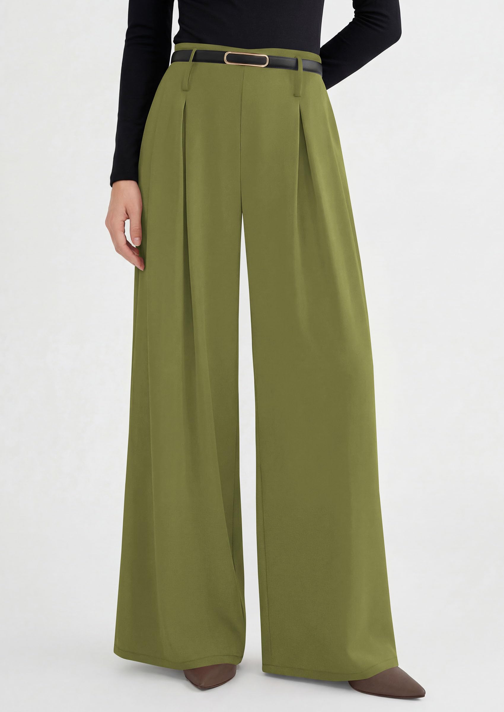 Womens Wide Leg Dress Pants Flowy Trousers,Sage Green,S