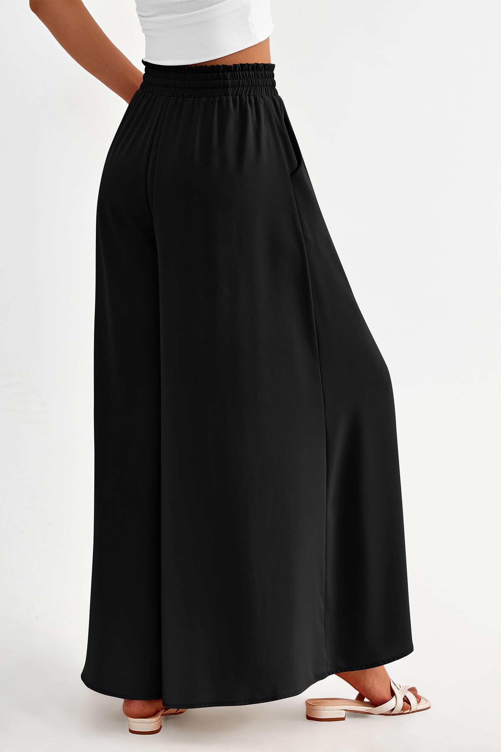 Summer Wide Leg Palazzo Pants for Women Casual,Black,S
