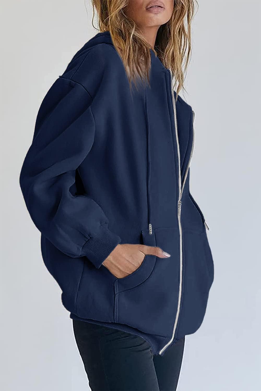 Women's Fall Zip Up Hoodies Sweatshirts Navy