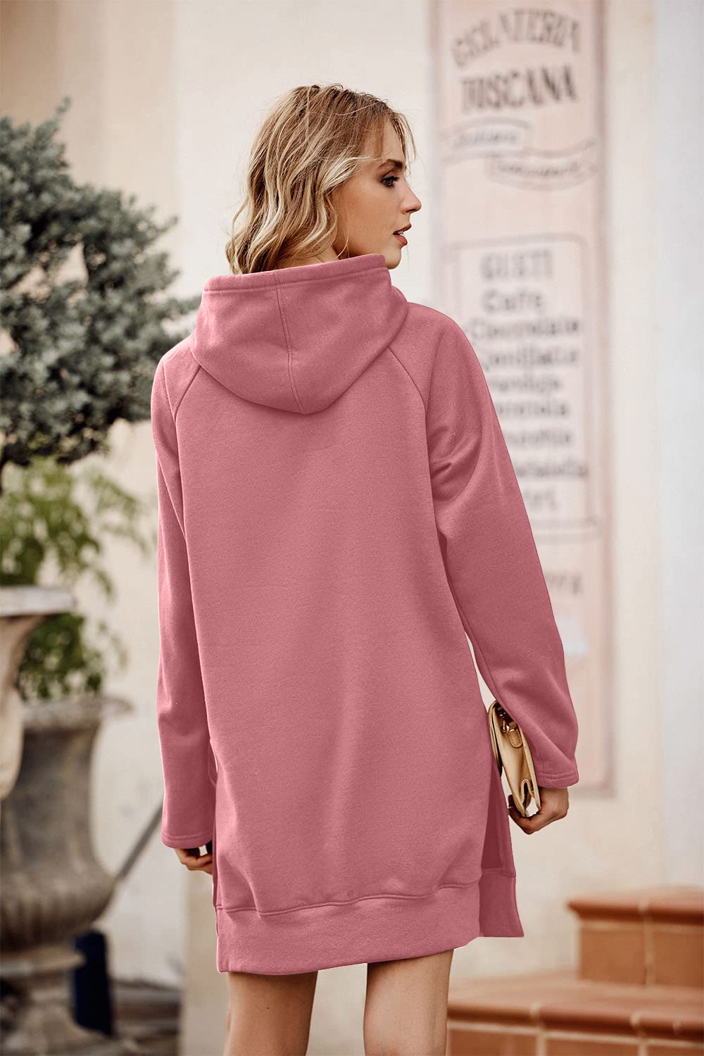 Sweatshirt for Women Fall Oversized Hoodie Dress,Pink,S