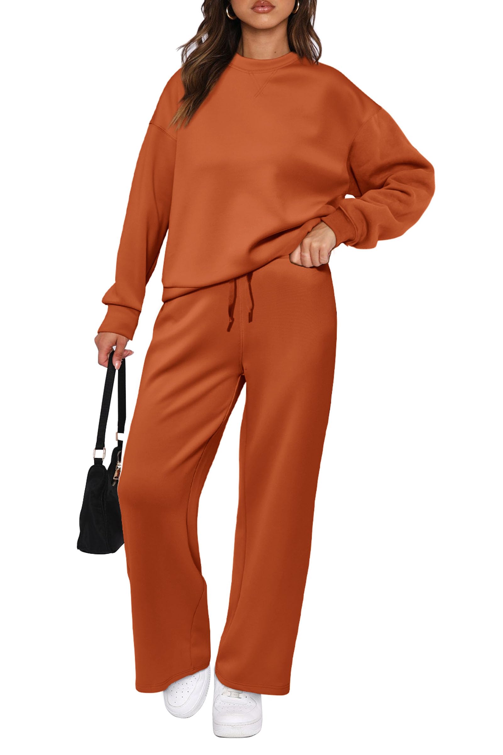 Women's 2 Piece Outfits Sweatsuits Lounge Sets,Orange,S
