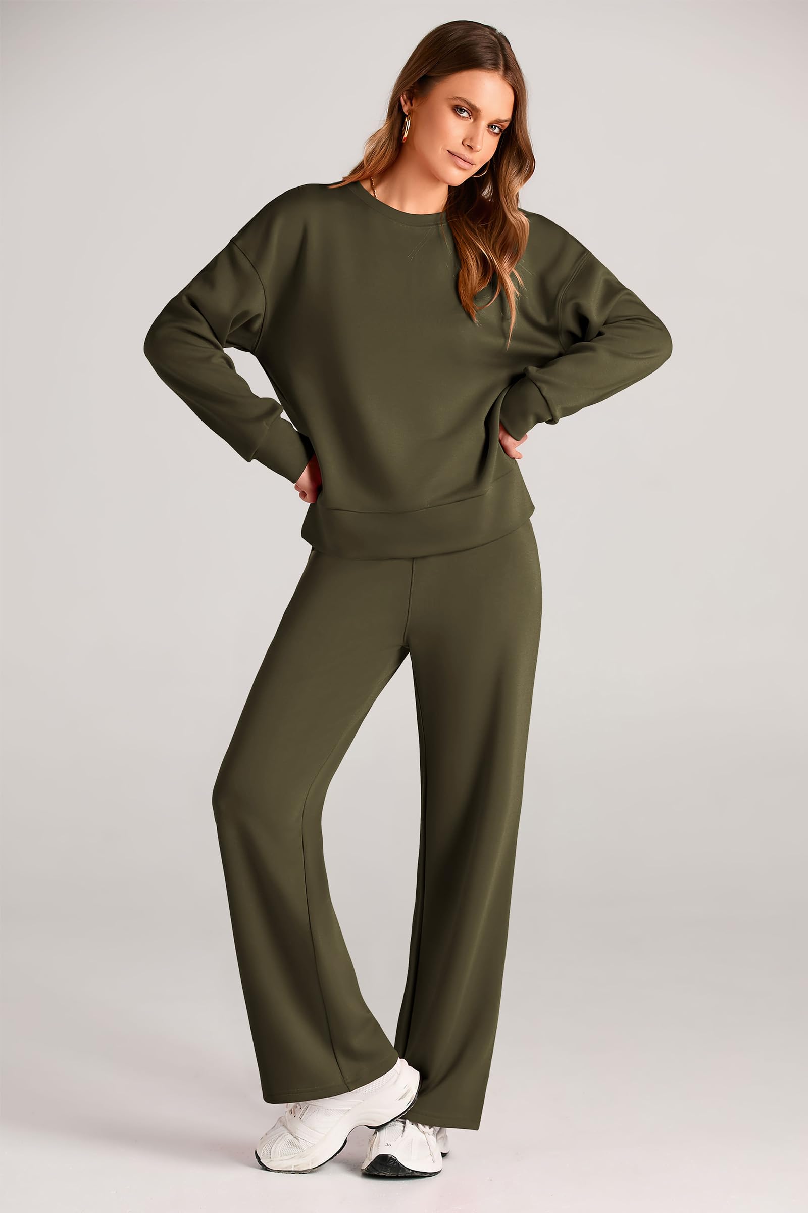 Women's 2 Piece Outfits Sweatsuits Lounge Sets,Army Green,S