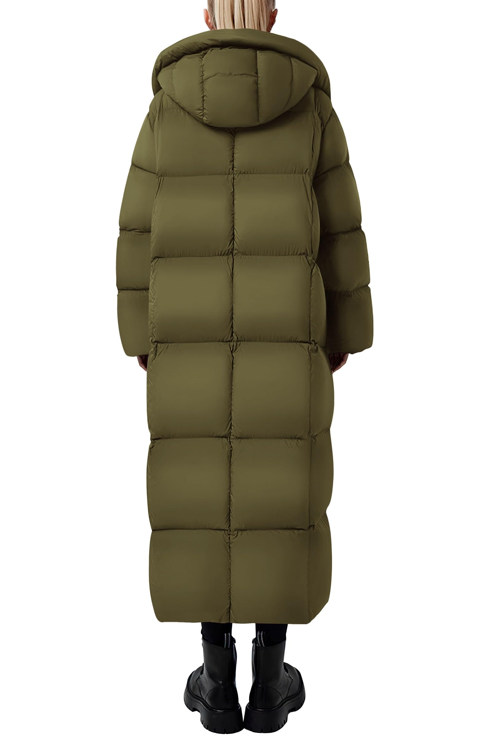 Women's Trendy Winter Long Puffer Coats(Army Green,X-Small)