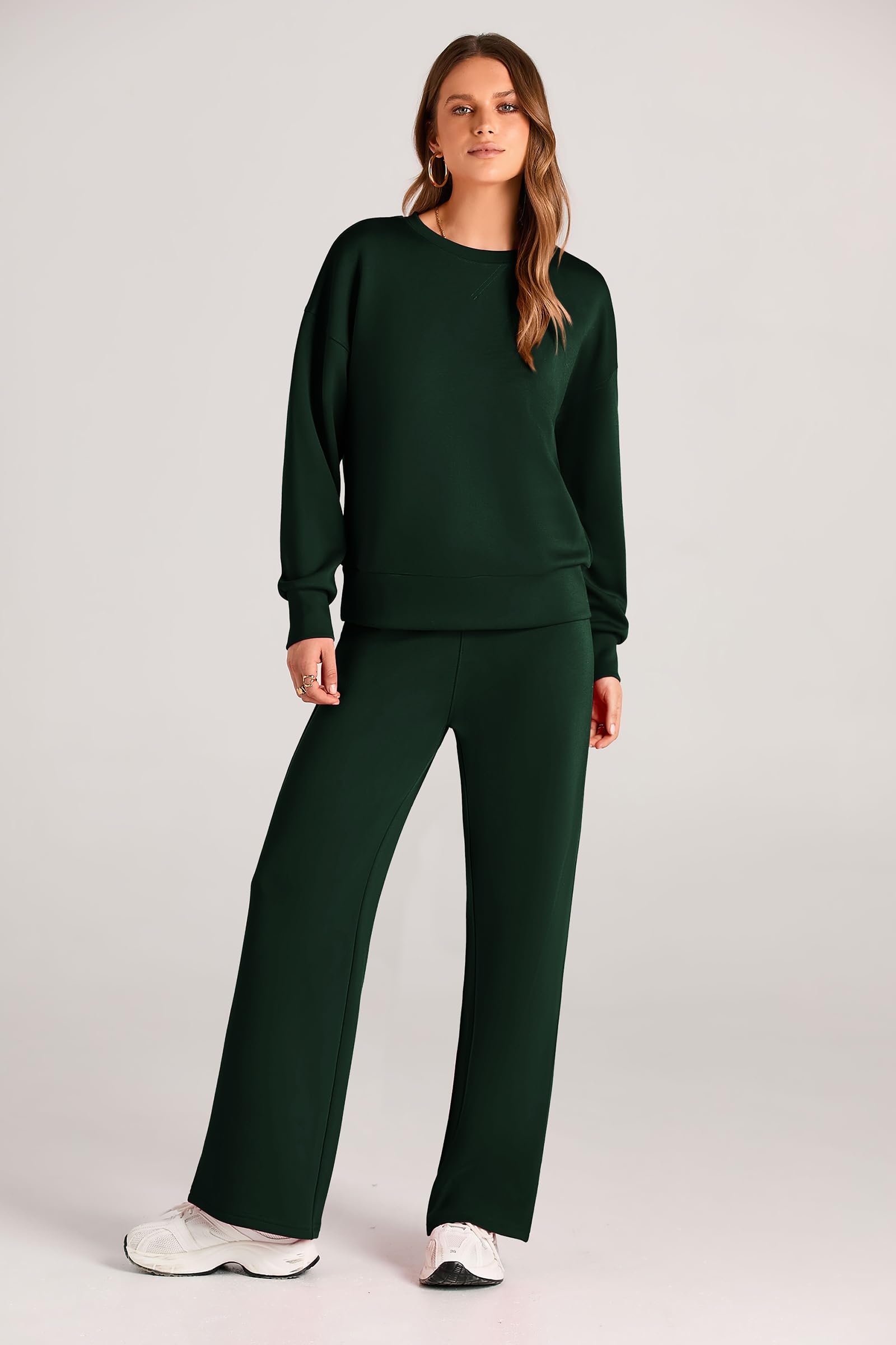 Women's 2 Piece Outfits Sweatsuits Lounge Sets,Dark Green,S