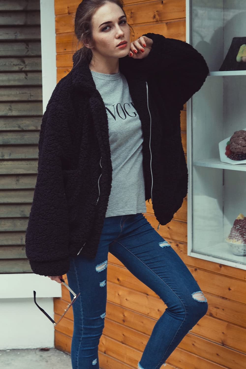 Oversized Sherpa Fleece Jacket Women's Winter Coats Outerwear