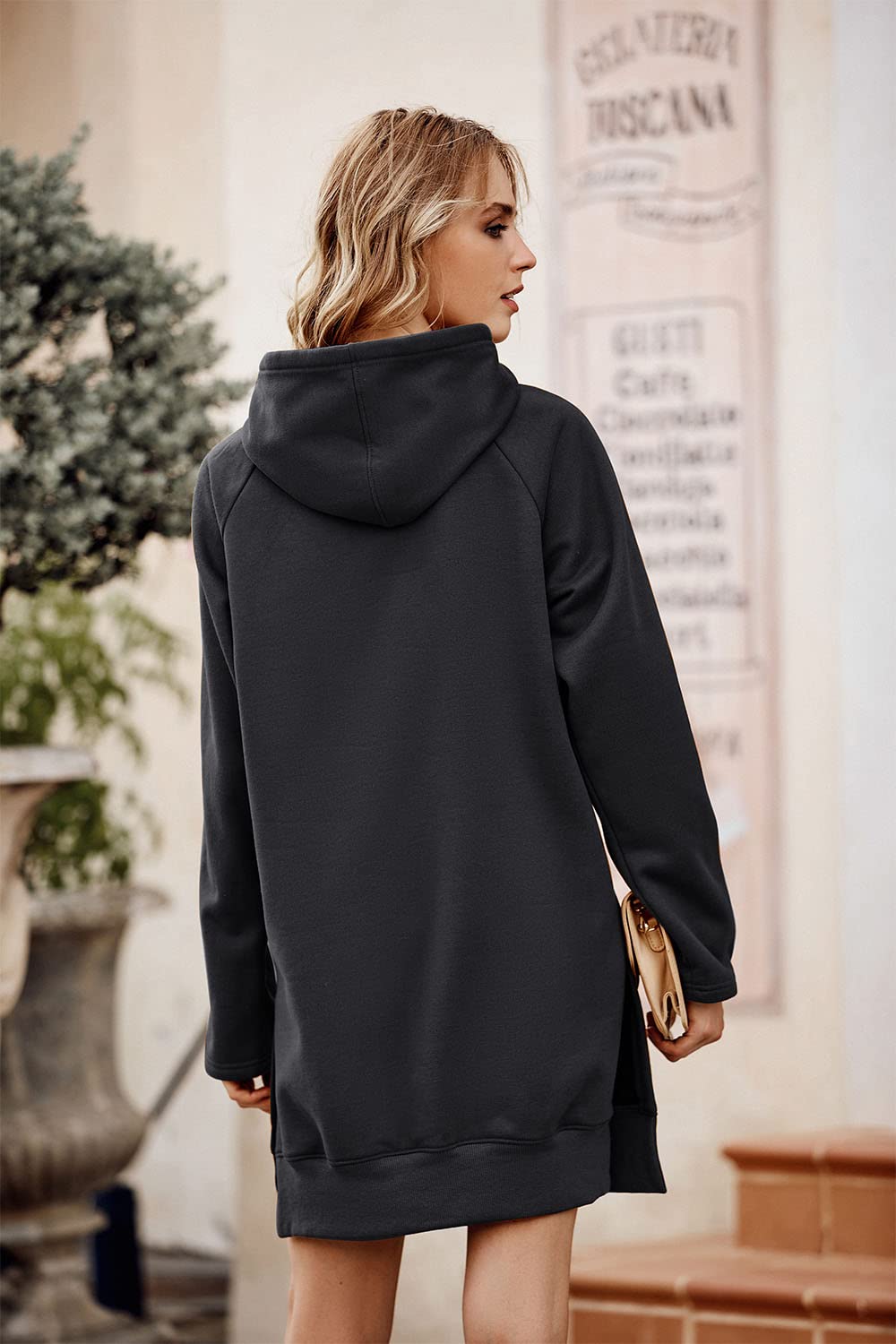 Sweatshirt for Women Fall Oversized Hoodie Dress,Dark Grey,S