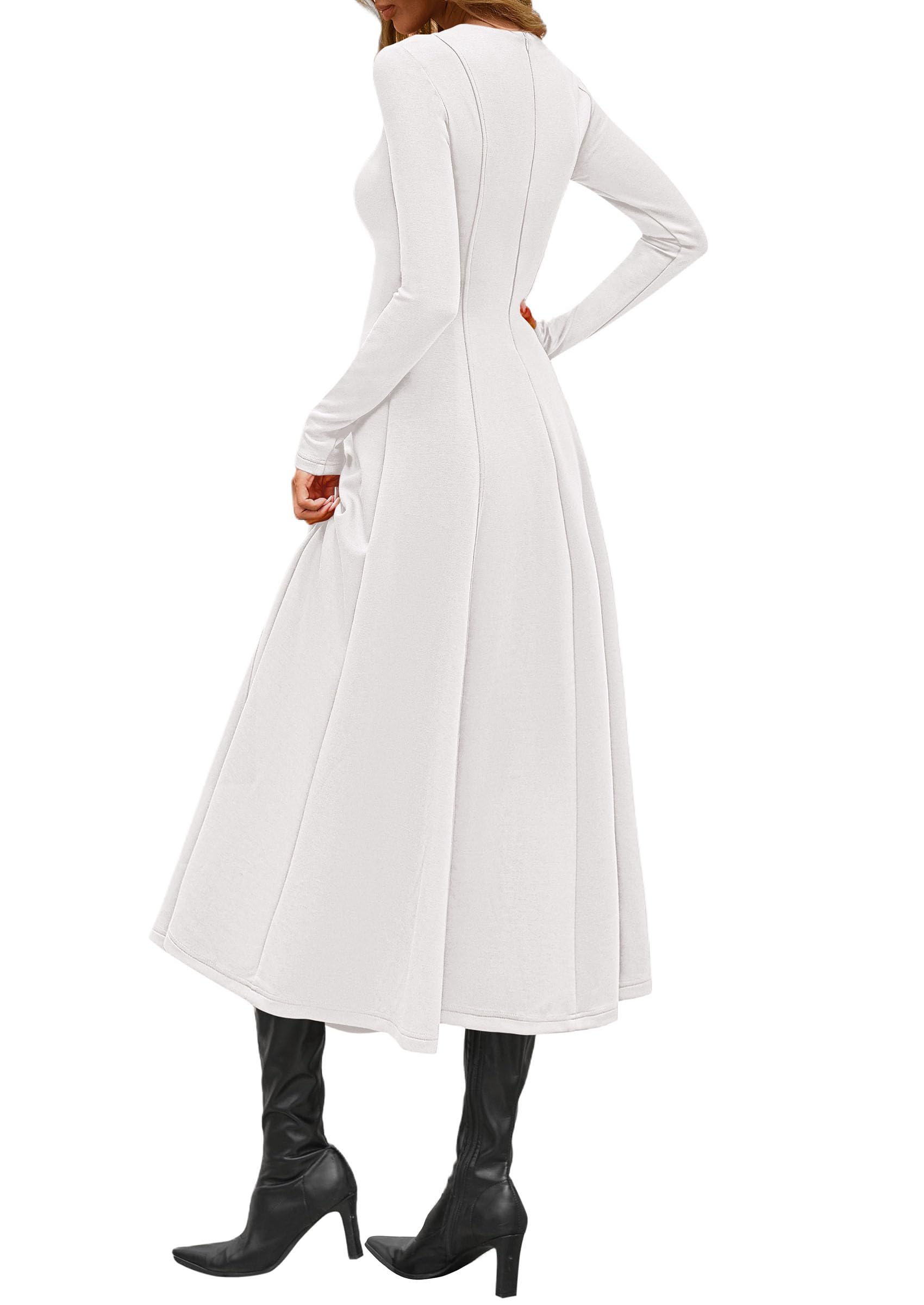 Women's Fall Long Sleeve A Line Midi Elegant Cocktail Dress
