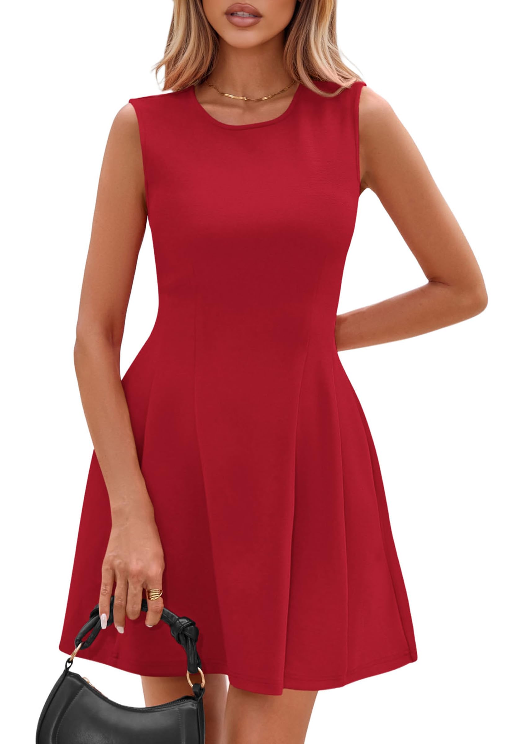 Women's A Line Elegant Summer Cocktail Dresses, Red,XS