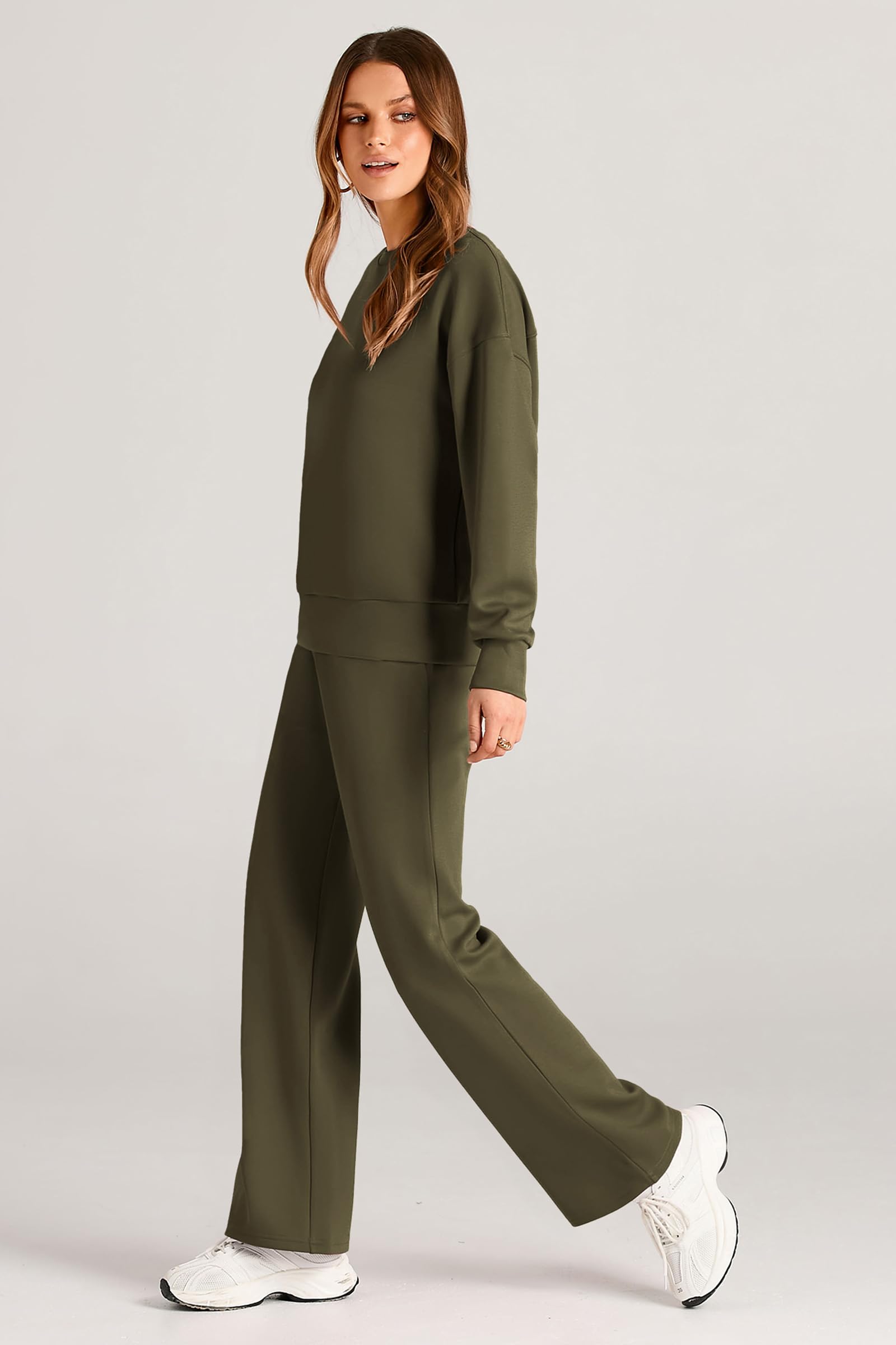 Women's 2 Piece Outfits Sweatsuits Lounge Sets,Army Green,S