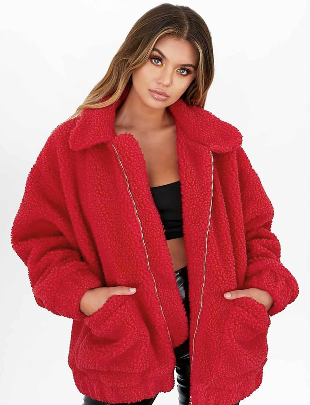 Oversized Sherpa Fleece Jacket Women's Winter Coats Outerwear