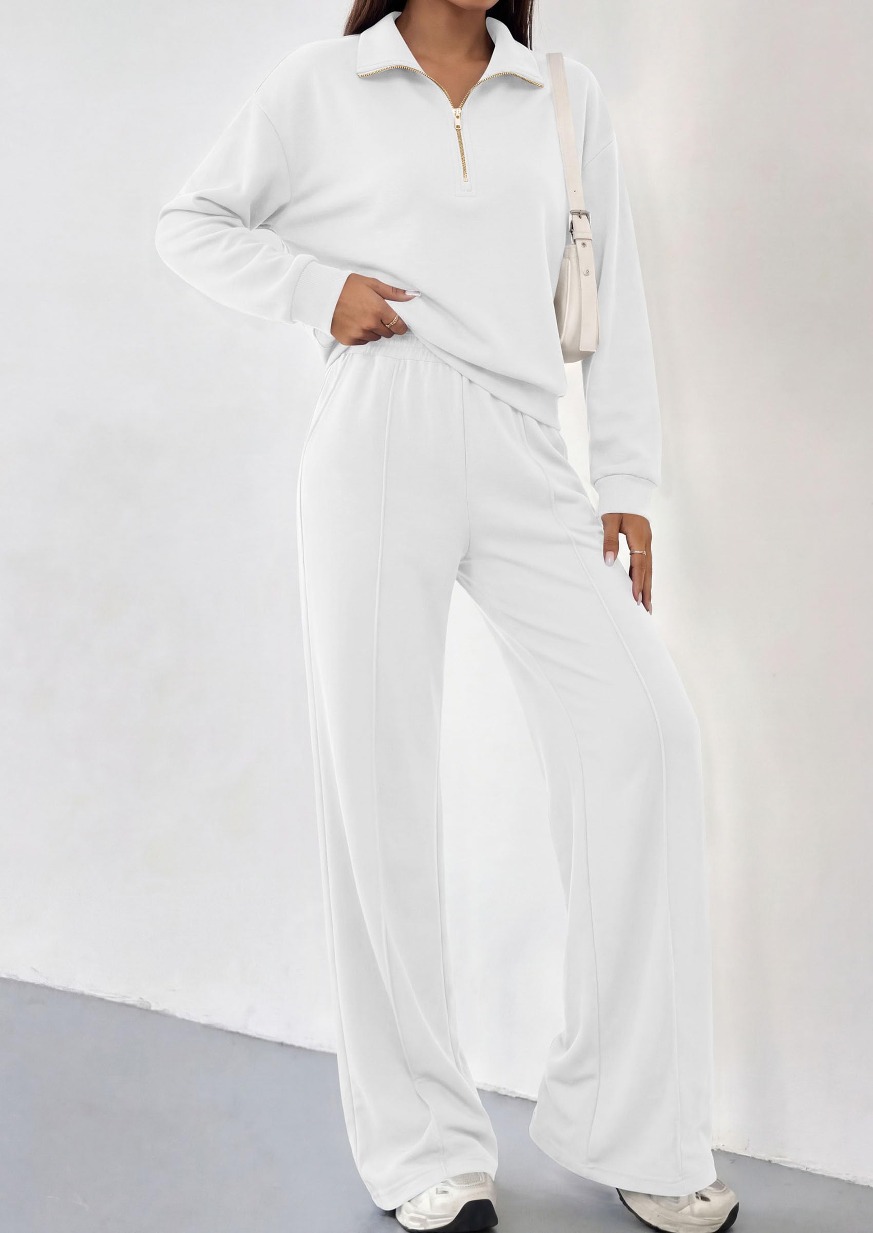 Women's Lounge Sets 2 Piece Outfits Sweatsuits,White,S
