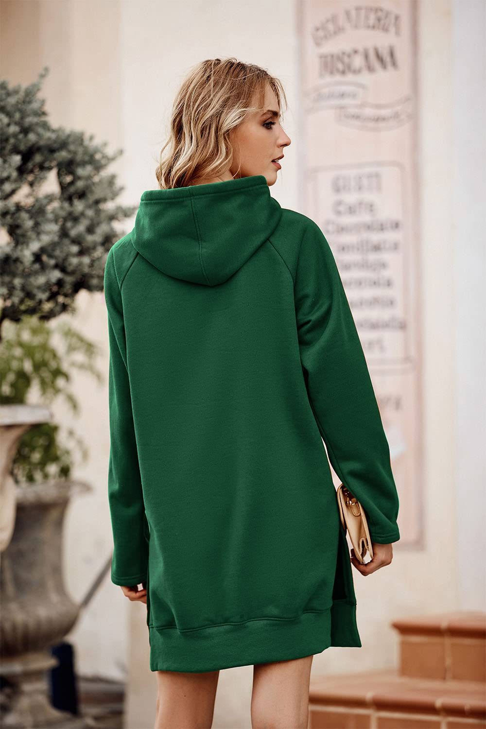 Sweatshirt for Women Fall Oversized Hoodie Dress,Dark Green,L