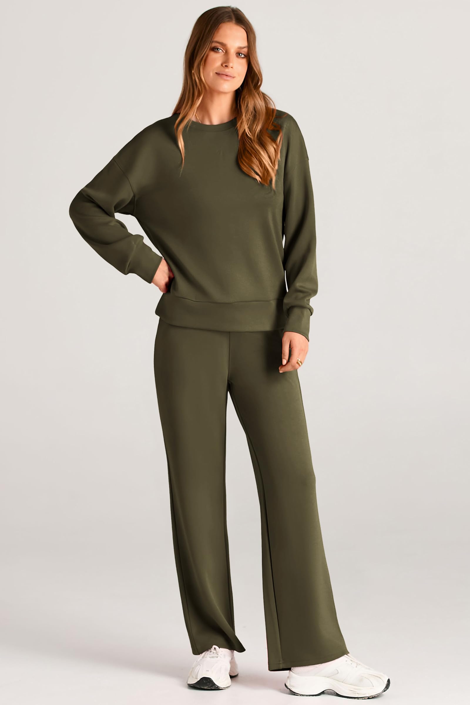 Women's 2 Piece Outfits Sweatsuits Lounge Sets,Army Green,S