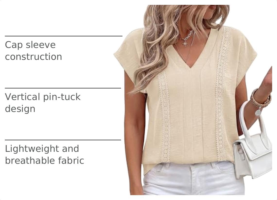 Women's Summer Tops Dressy Casual Blouses,Beige,S