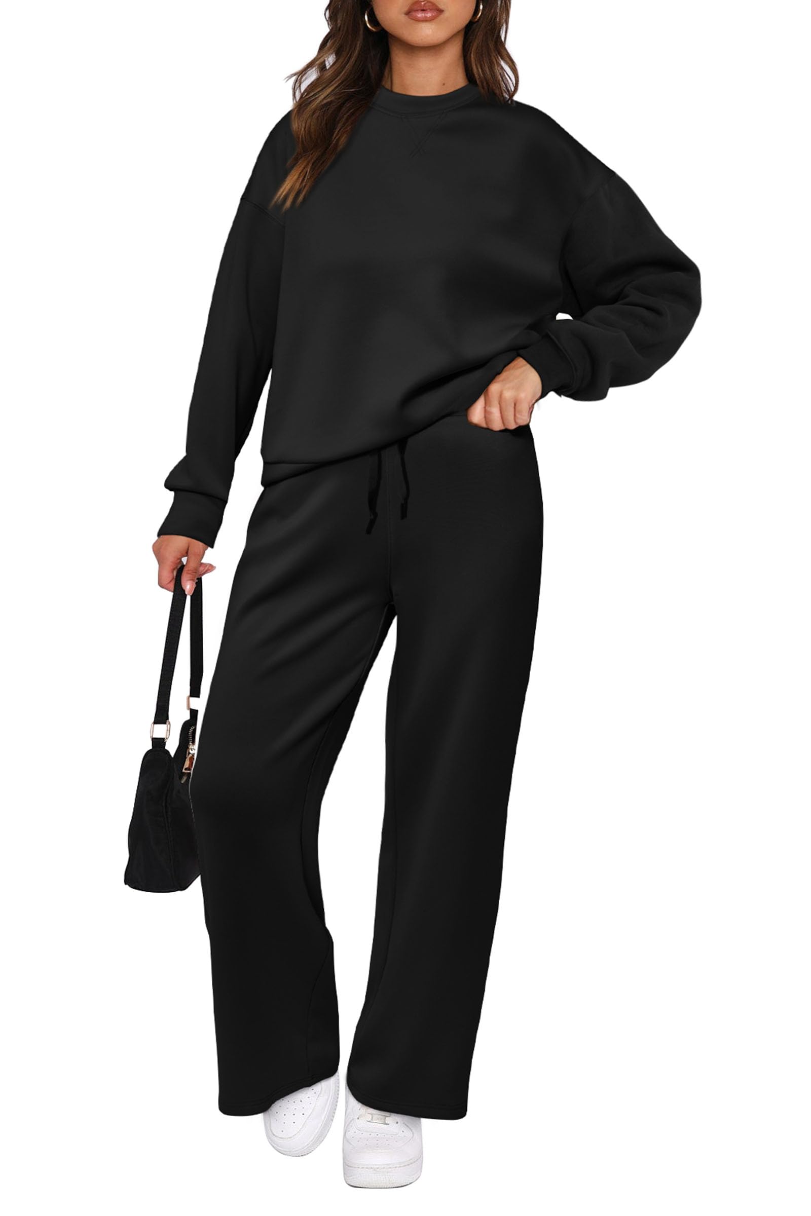 Women's 2 Piece Outfits Sweatsuits Lounge Sets,Black,S