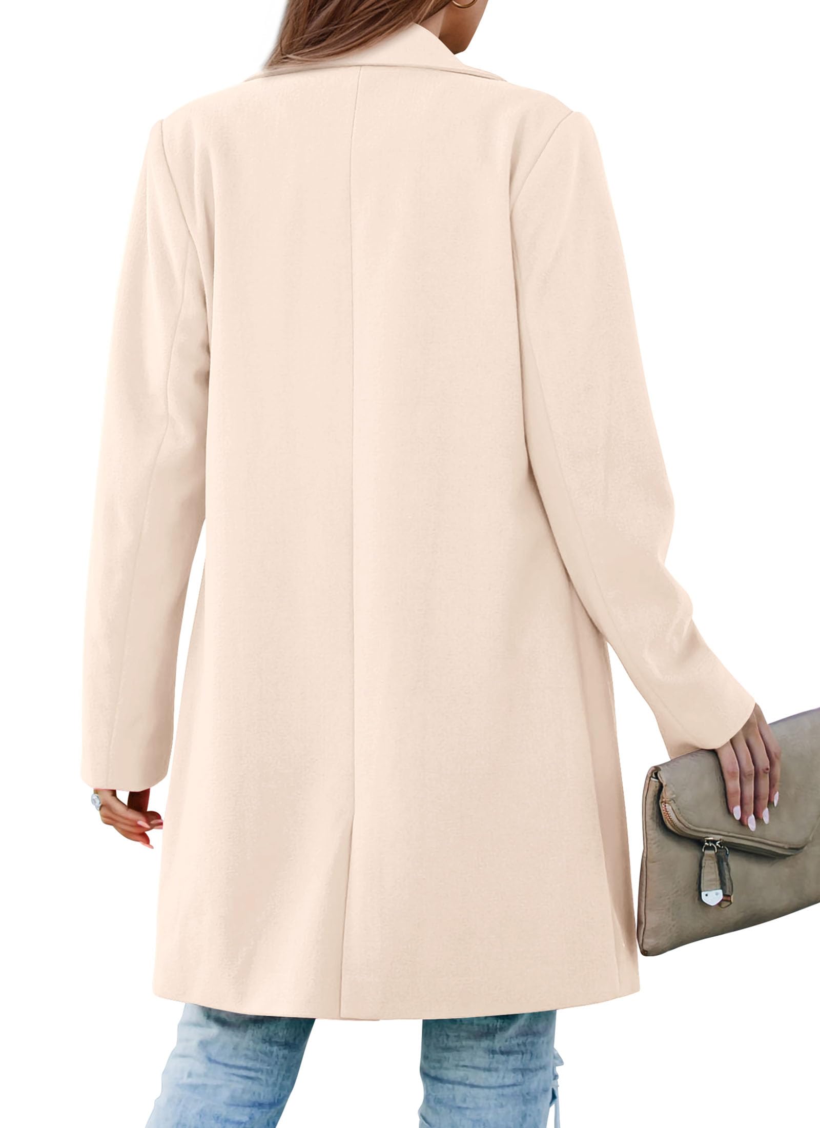 Women's Business Casual Long Blazer Jackets(Beige,M)