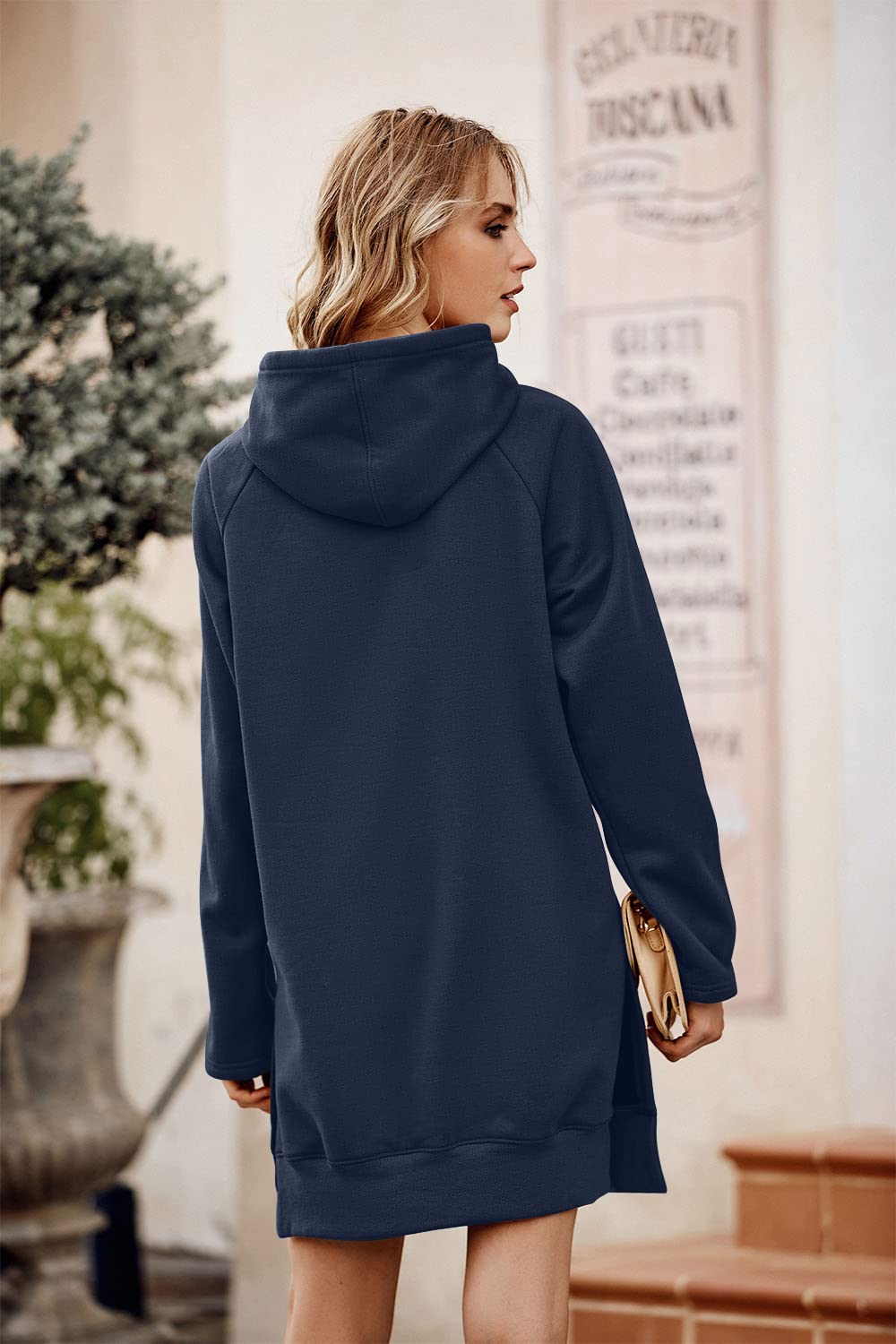 Sweatshirt for Women Fall Oversized Hoodie Dress,Navy,S