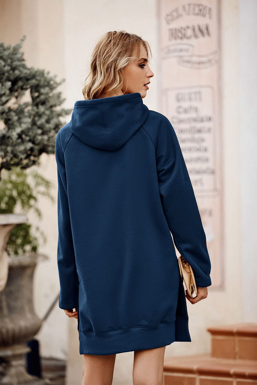 Sweatshirt for Women Fall Oversized Hoodie Dress,Blue,S