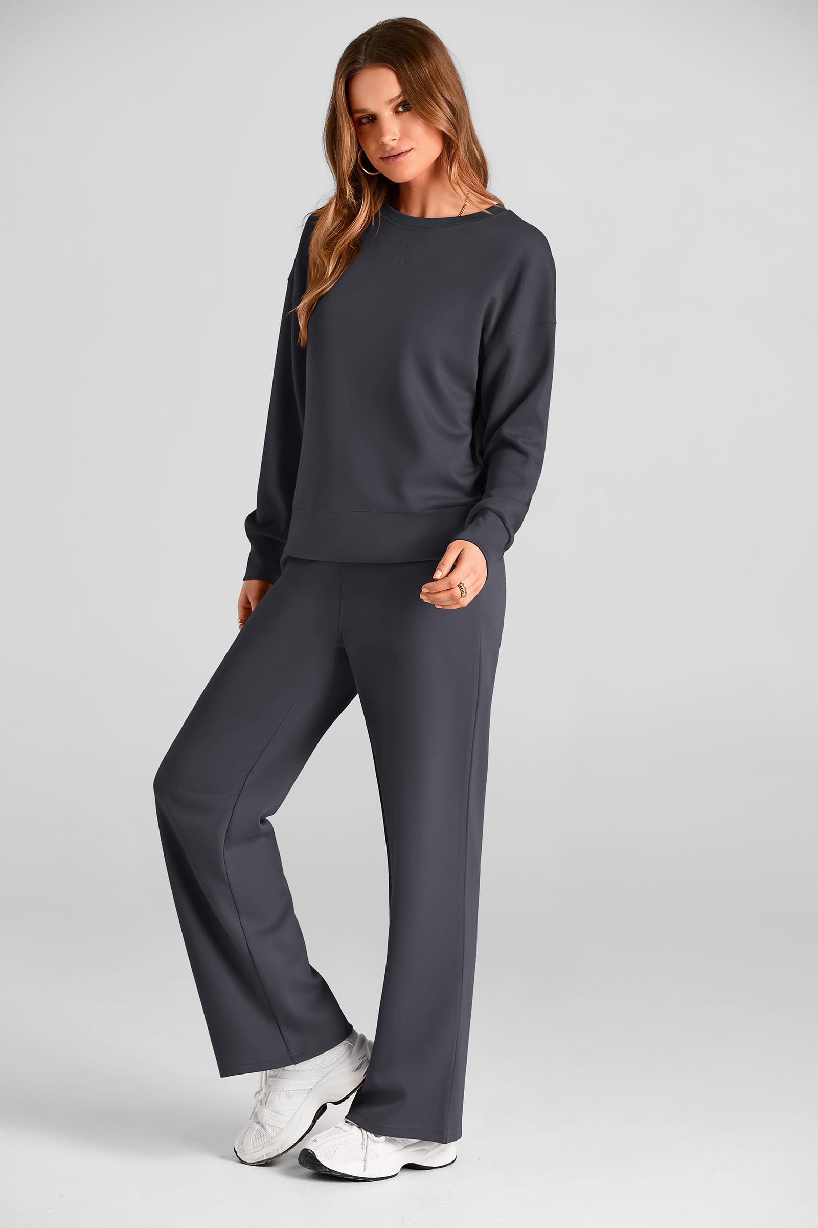Women's 2 Piece Outfits Sweatsuits Lounge Sets,Dark Grey,S